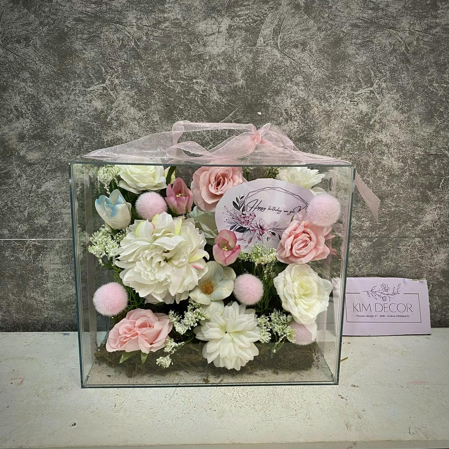 Hoa lụa - Hộp hoa Vali hoa