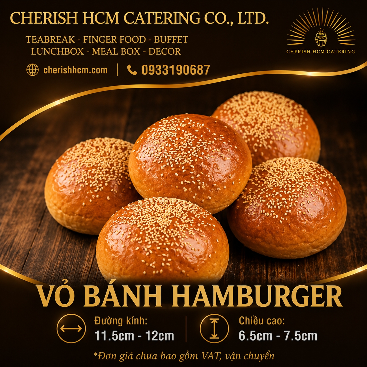 26626 Vỏ bánh hamburger đường kính 11.5cm - 12cm - giao từ 50 vỏ