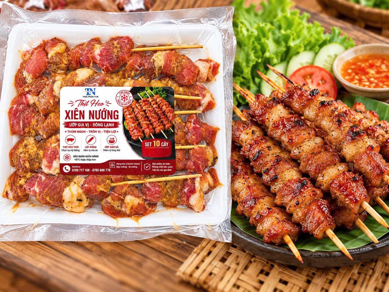 Set 5 Khay Xiên heo nướng - mỗi khay 10 xiên