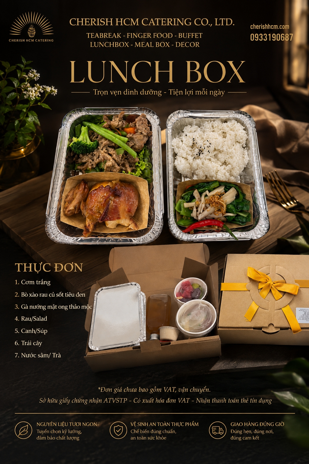 07826 Cơm Bò xào rau củ sốt tiêu đen, Gà nướng mật ong thảo mộc