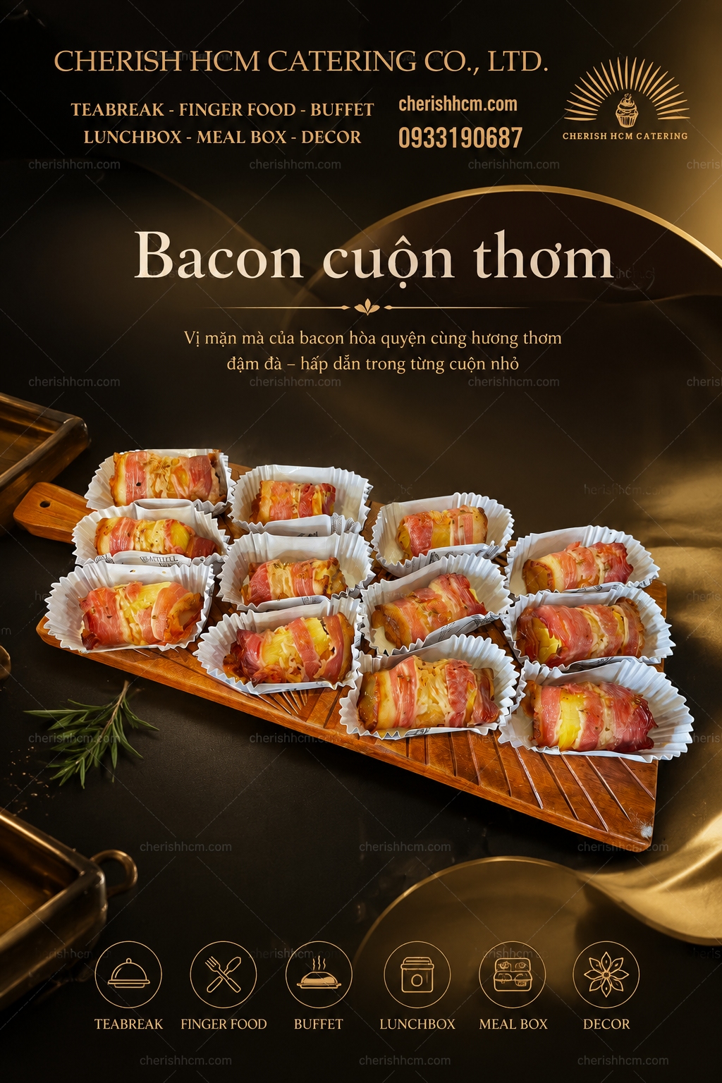 061223 Set 10 Bacon wrapped pineapple/ bacon cuộn thơm