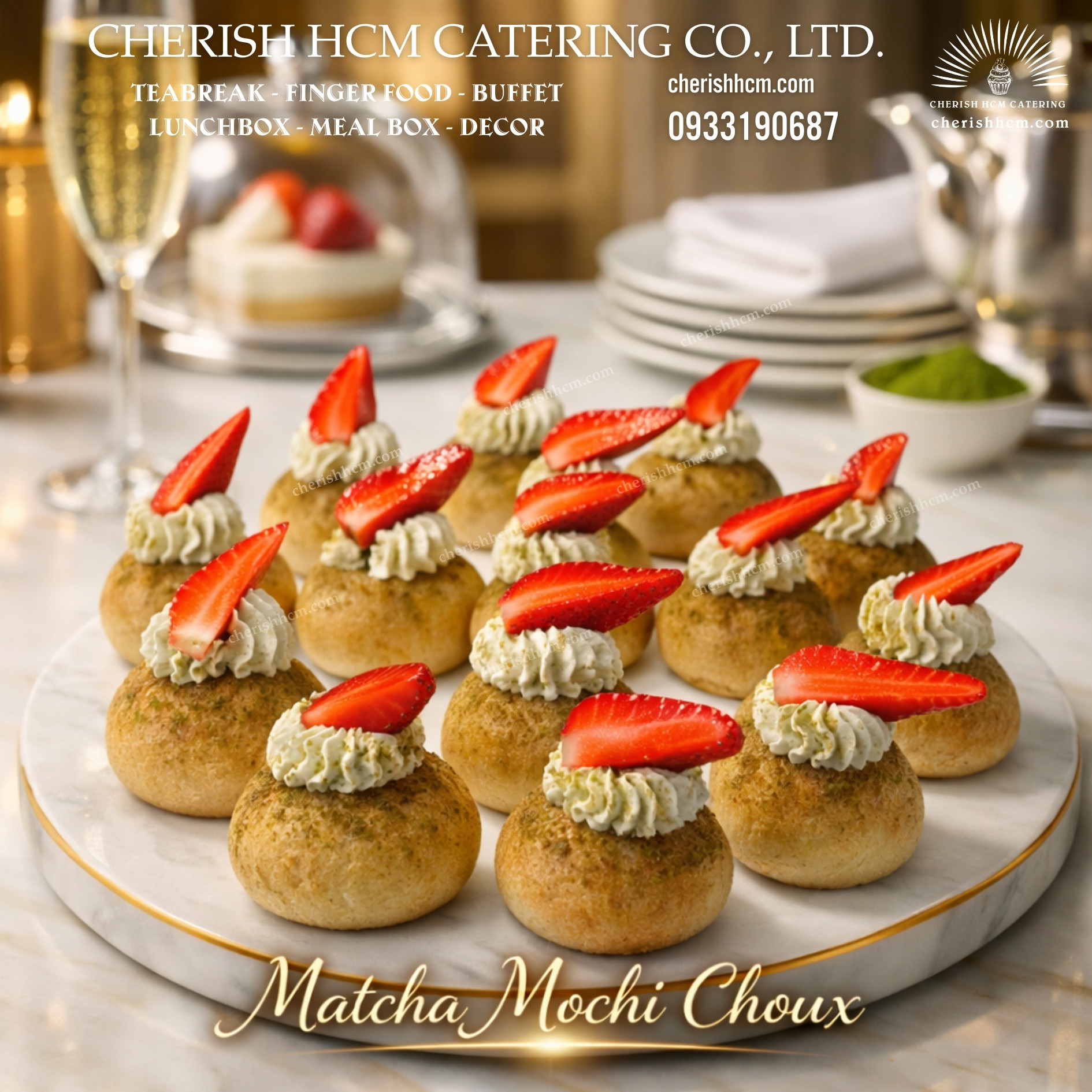 Set 10 matcha mochi choux