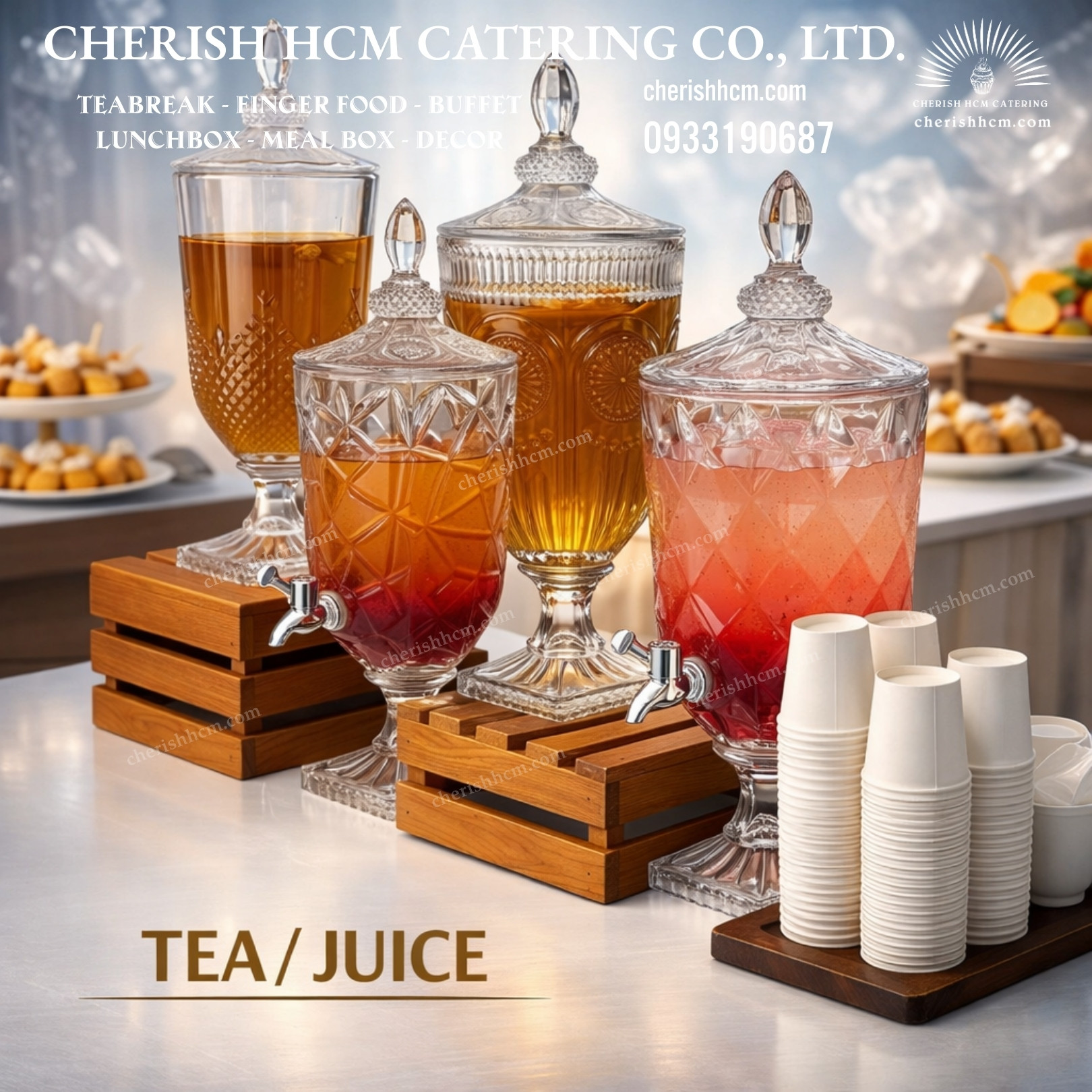 Tiệc - Nước ép/Trà 3L bình thủy tinh