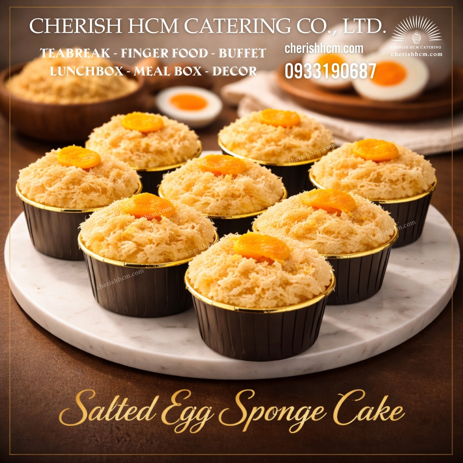 100124 Set 10 Cupcake bông lan trứng muối