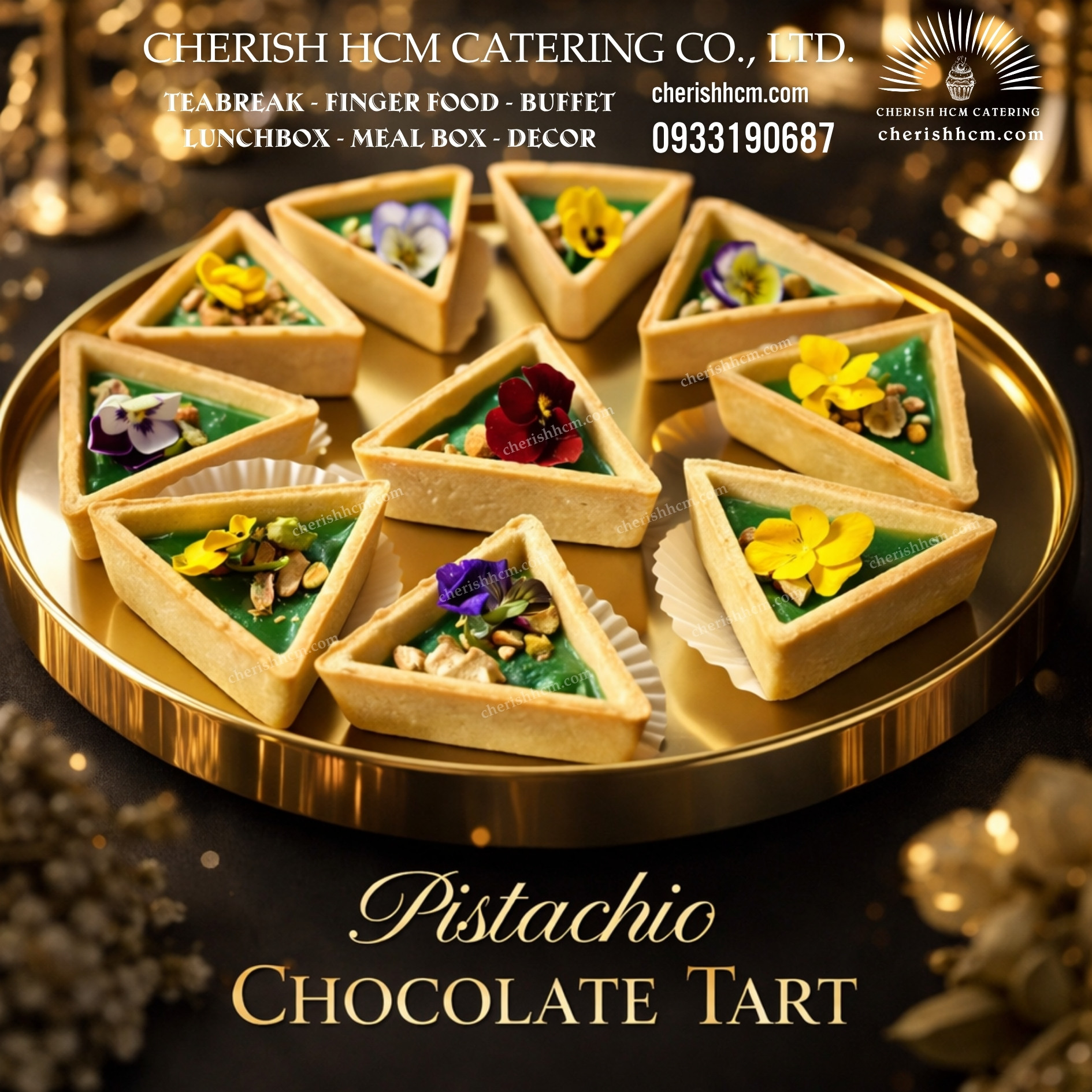 11426 Set 10 Tart chocolate hạt dẻ cười/ Pistachio Chocolate Tart