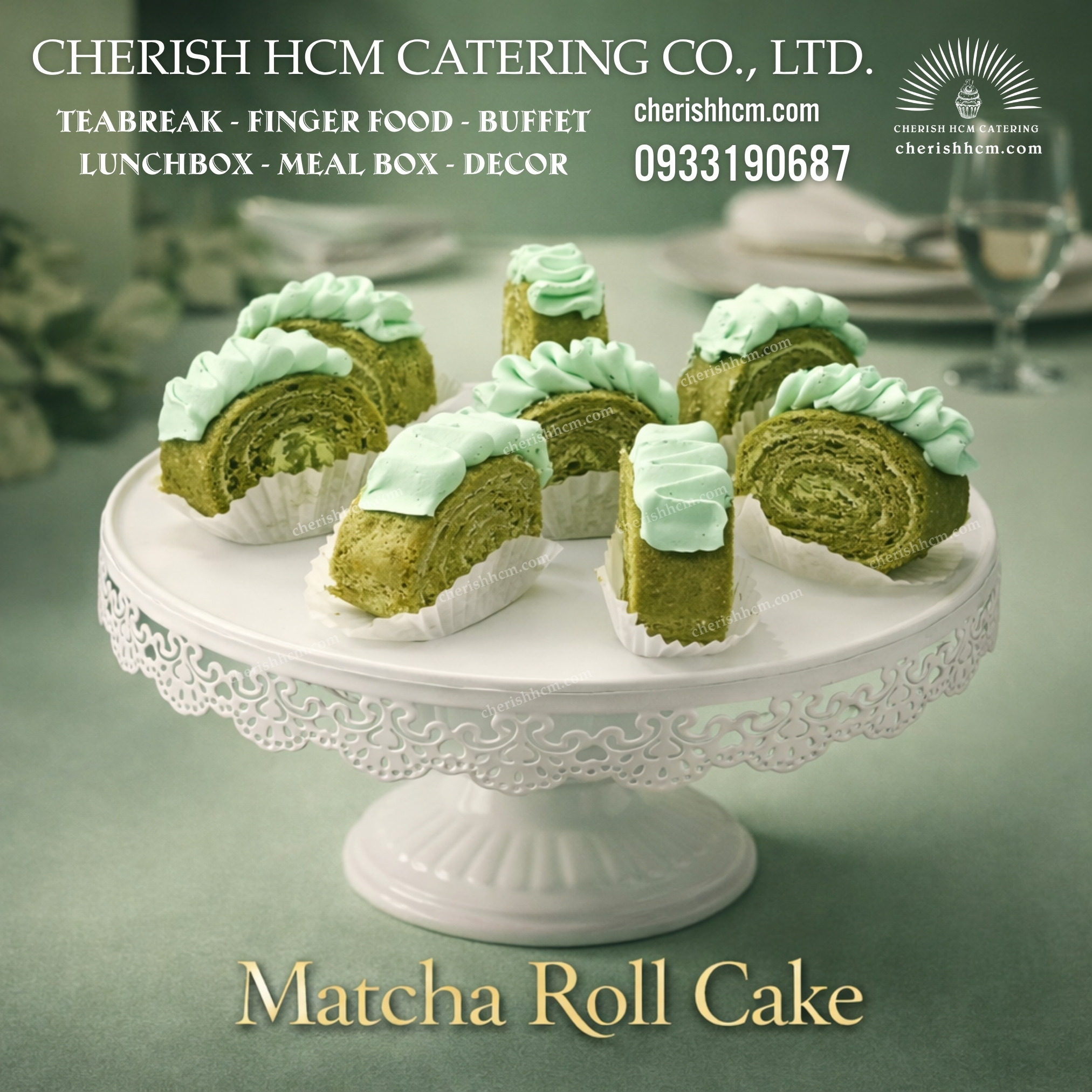 09426 Set 10 Bông lan cuộn trà xanh/ Matcha roll cake