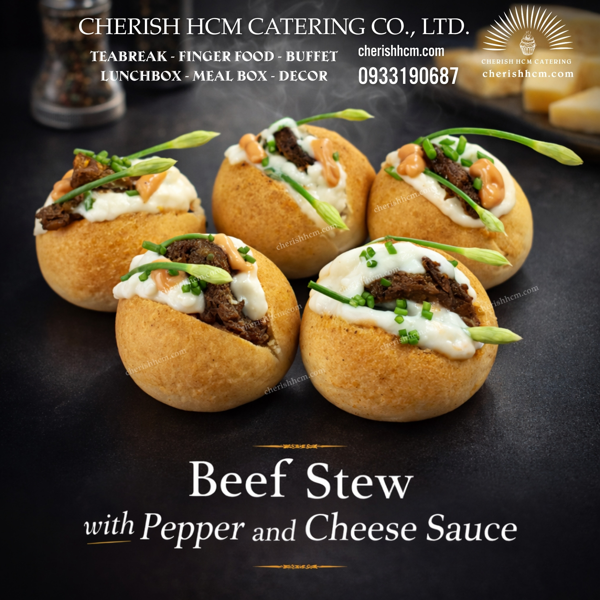 301024 Set 30 bánh mì bò hầm tiêu sốt phô mai/ Beef Stew with Pepper and Cheese Sauce