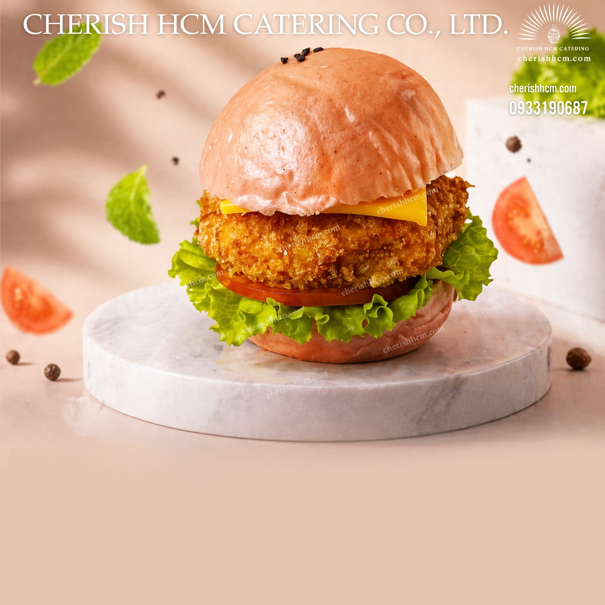 181023 Set 20 Pink Hamburger - Hamburger hồng nhân gà chiên/ gà nướng