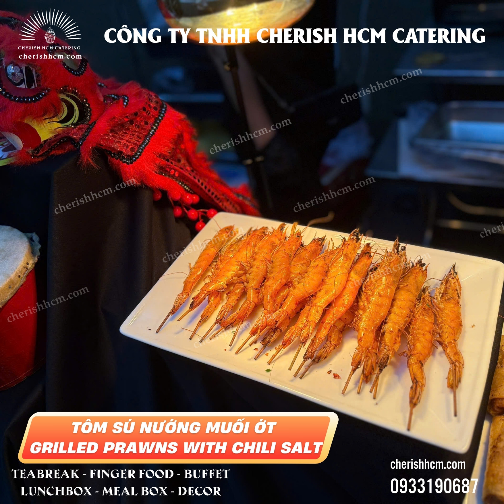 Tôm sú nướng muối ớt / Grilled Prawns with Chili Salt