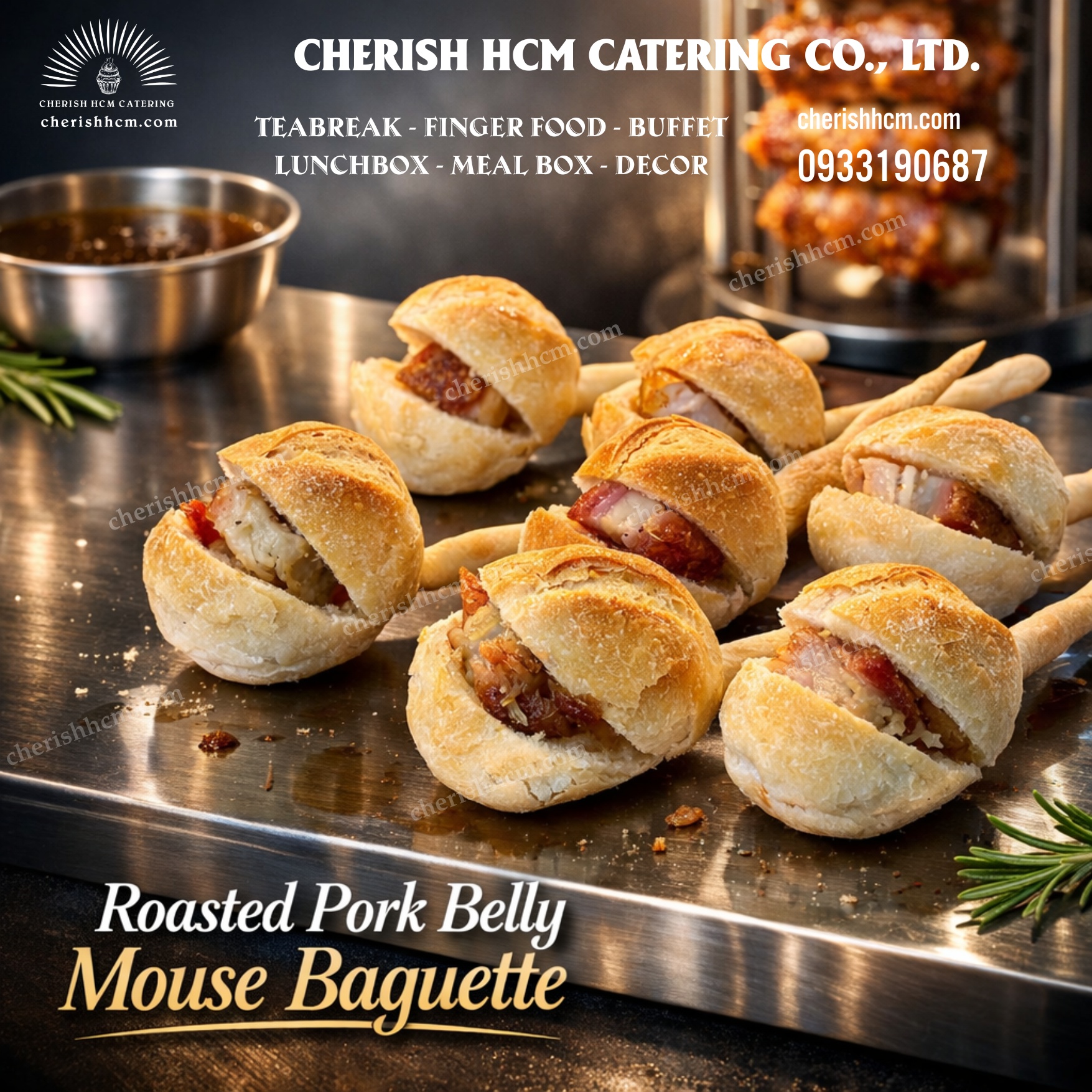 Set 10 Mouse baguette heo quay/ Roast pork mouse baguette