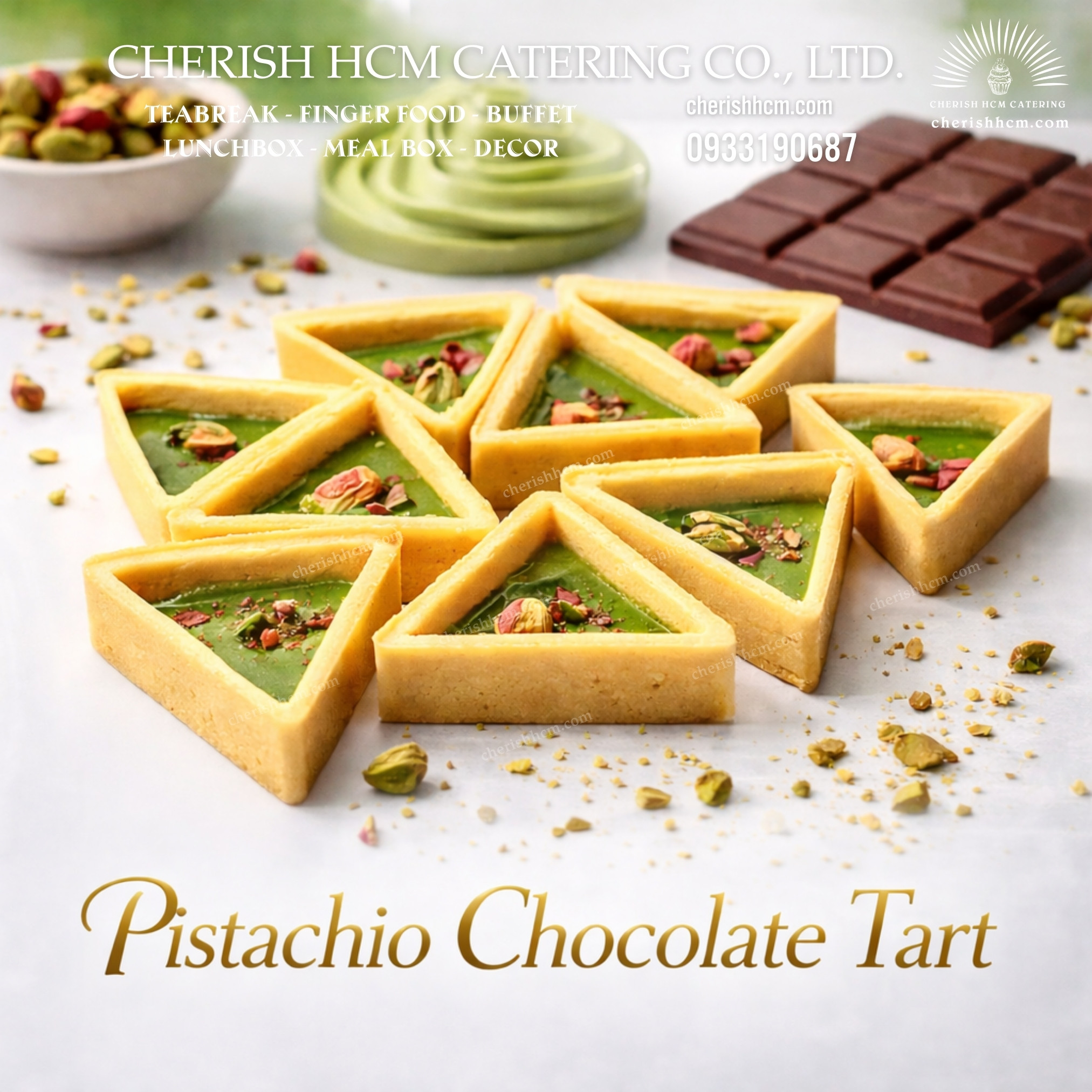Set 10 Tart chocolate hạt dẻ cười/ Pistachio Chocolate Tart