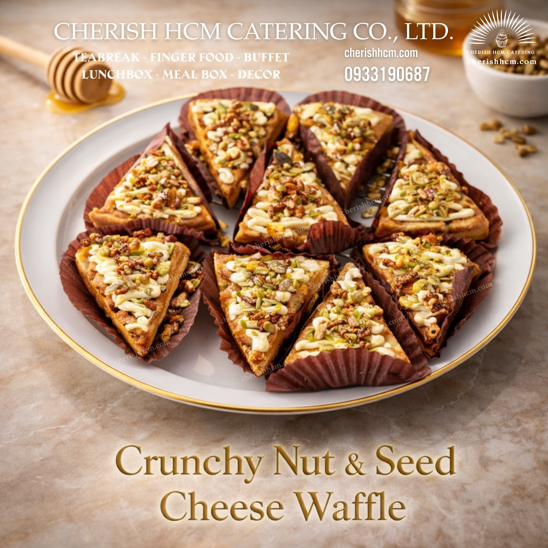 121125 Set 10 Waffle hạt ngũ cốc phô mai/Crunchy Nut & Seed Cheese Waffle