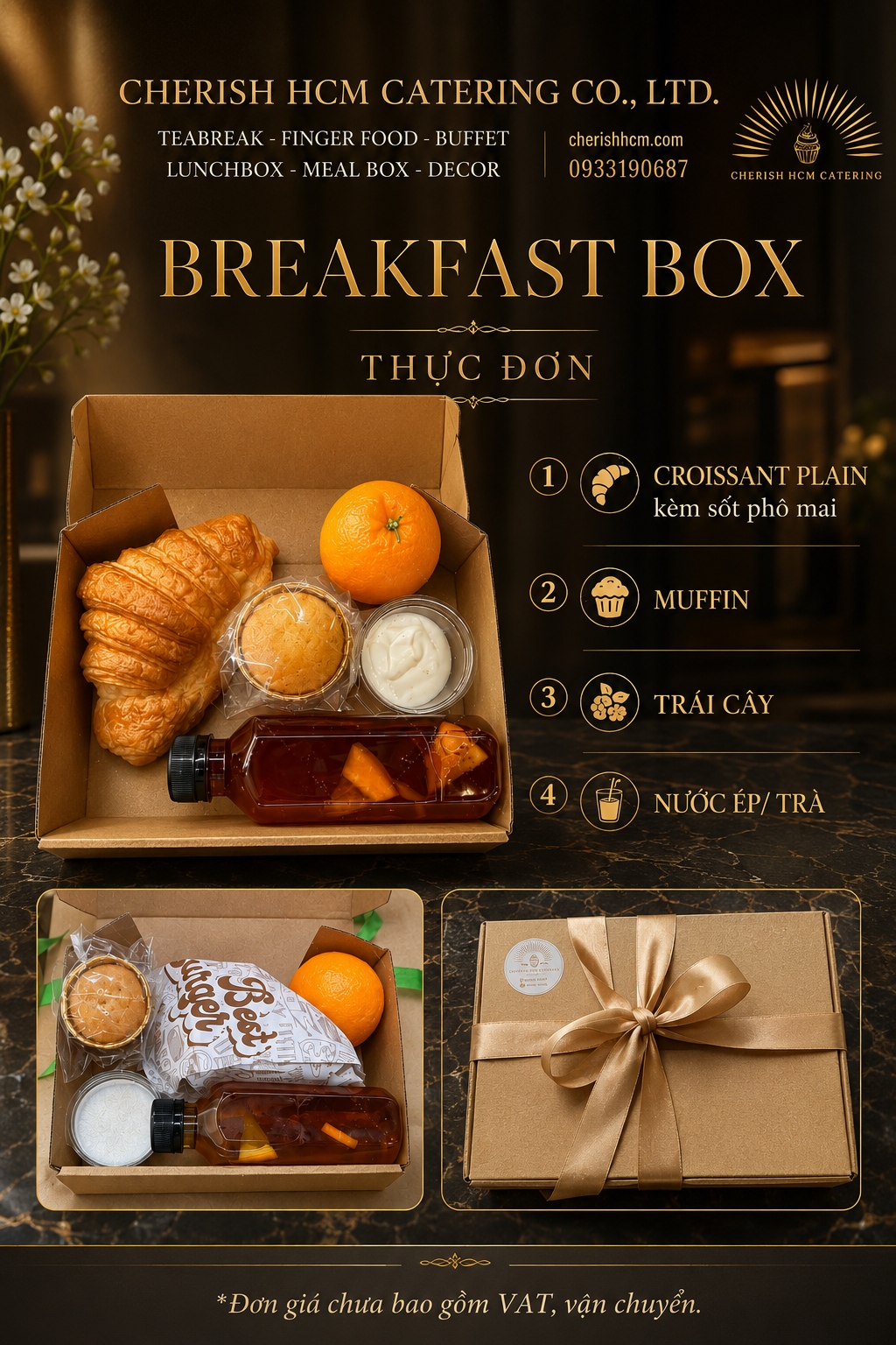12526 Croissant lớn, Bánh, Trái cây, Nước ép/Trà