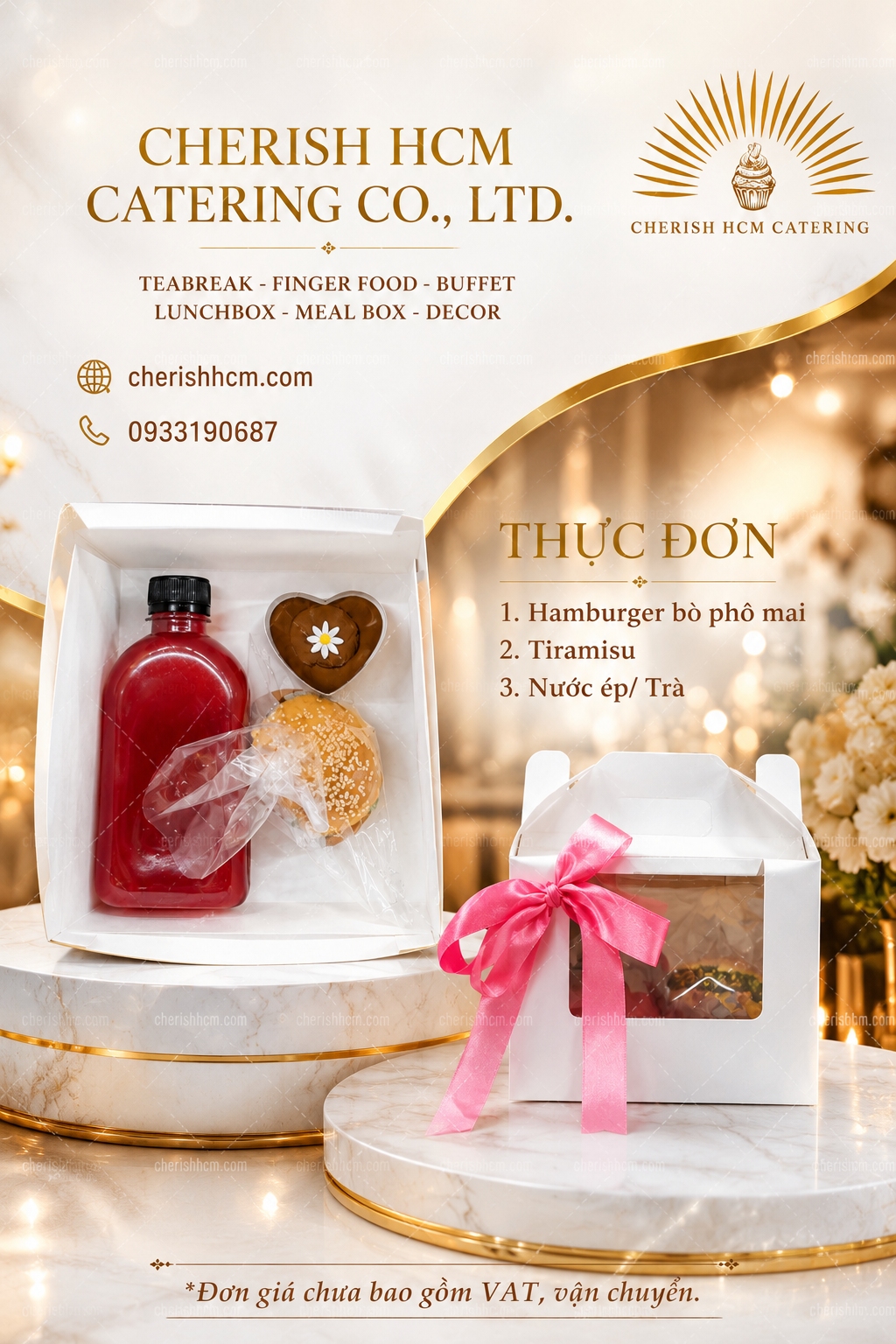 05325 Teabreak box Tiên Phong 1 bánh mặn, 1 bánh ngọt, Nước ép/ Trà
