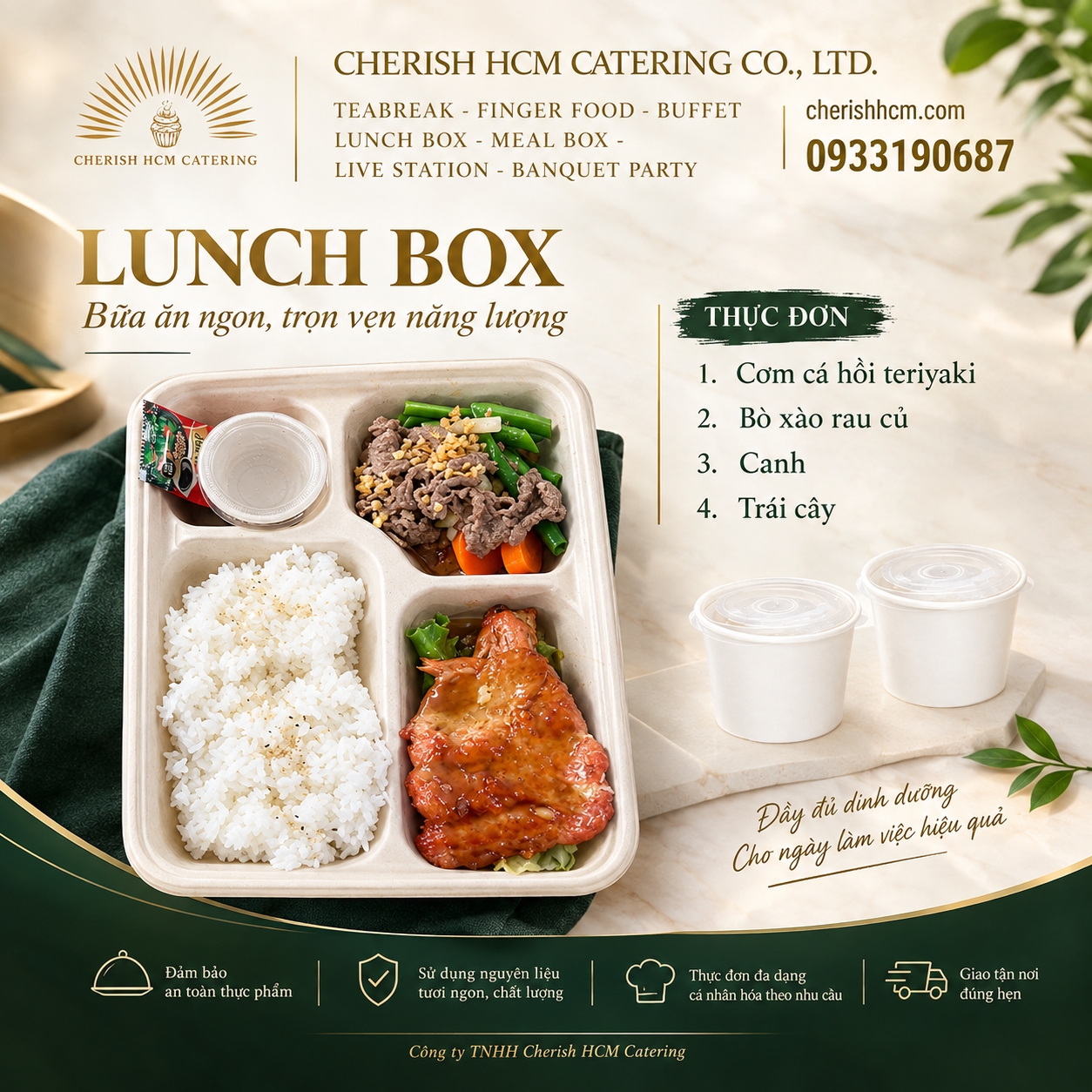30926 Cơm Cá hồi sốt teriyaki, Bò xào rau củ/ Rice with Teriyaki Salmon & Stir-fried Beef with Vegetables