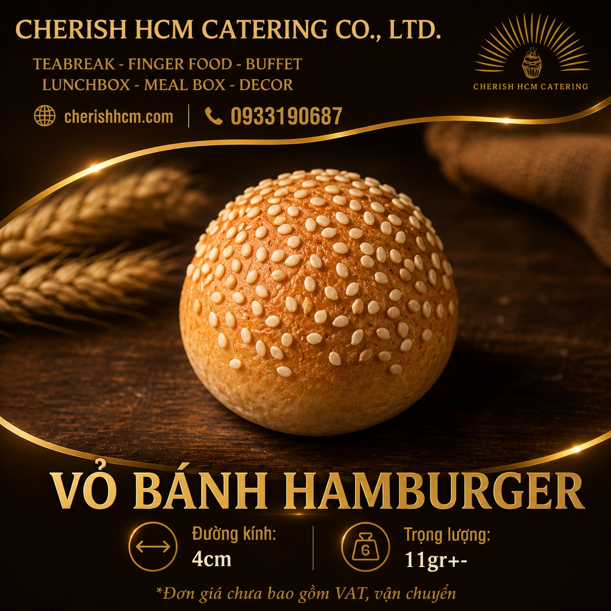 Vỏ bánh hamburger mini size đường kính 4cm (đã nướng)