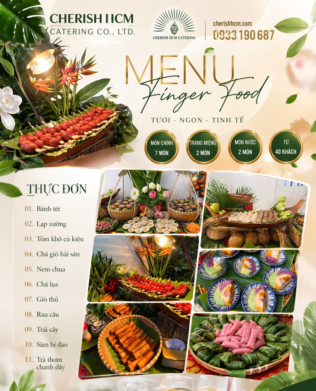 020226 Tiệc Finger food Tết Sum vầy - Thực đơn 11 món - Phù hợp từ 40 khách