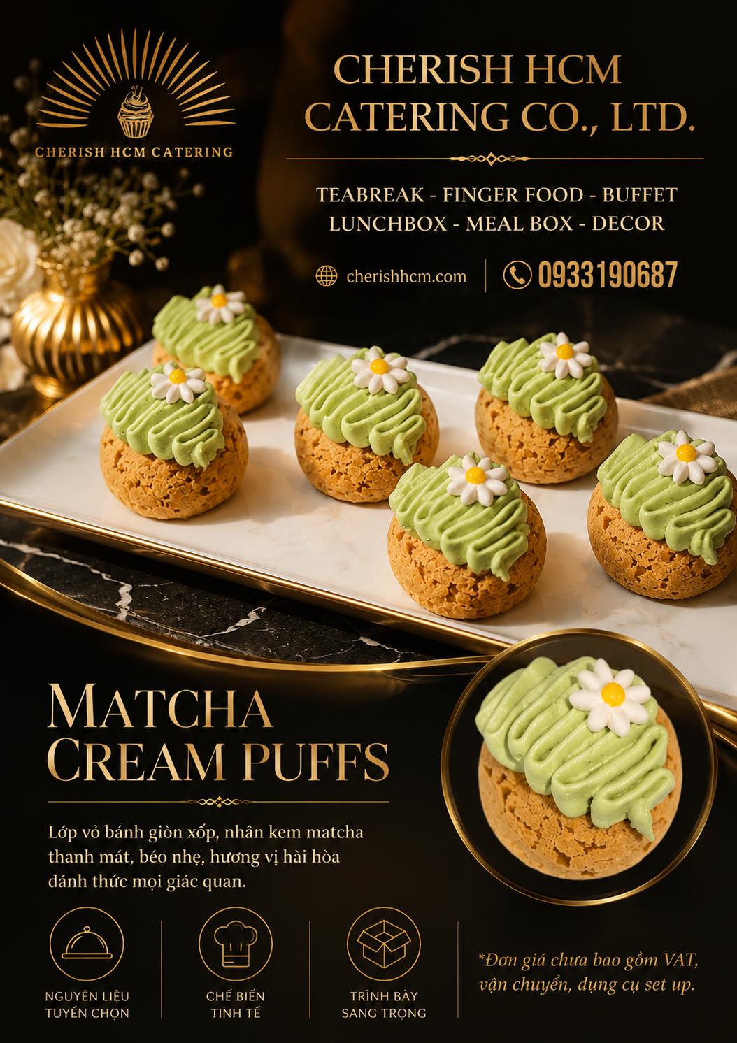 Set 10 matcha cream puffs