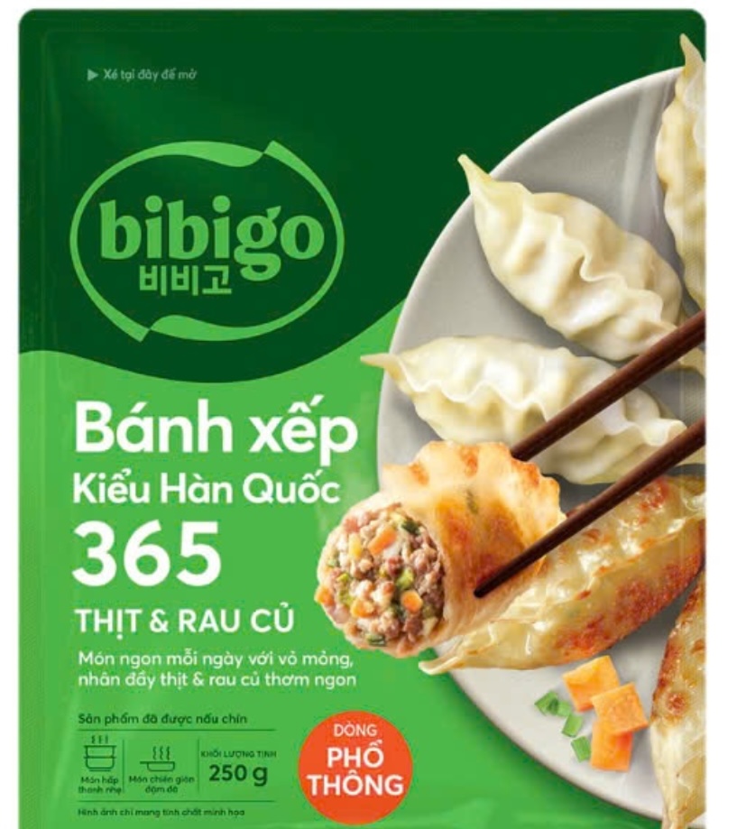 Set 10 Bánh xếp kiểu Hàn Quốc 365 Thịt và rau củ Bibigo (CJ Foods) gói 250gr