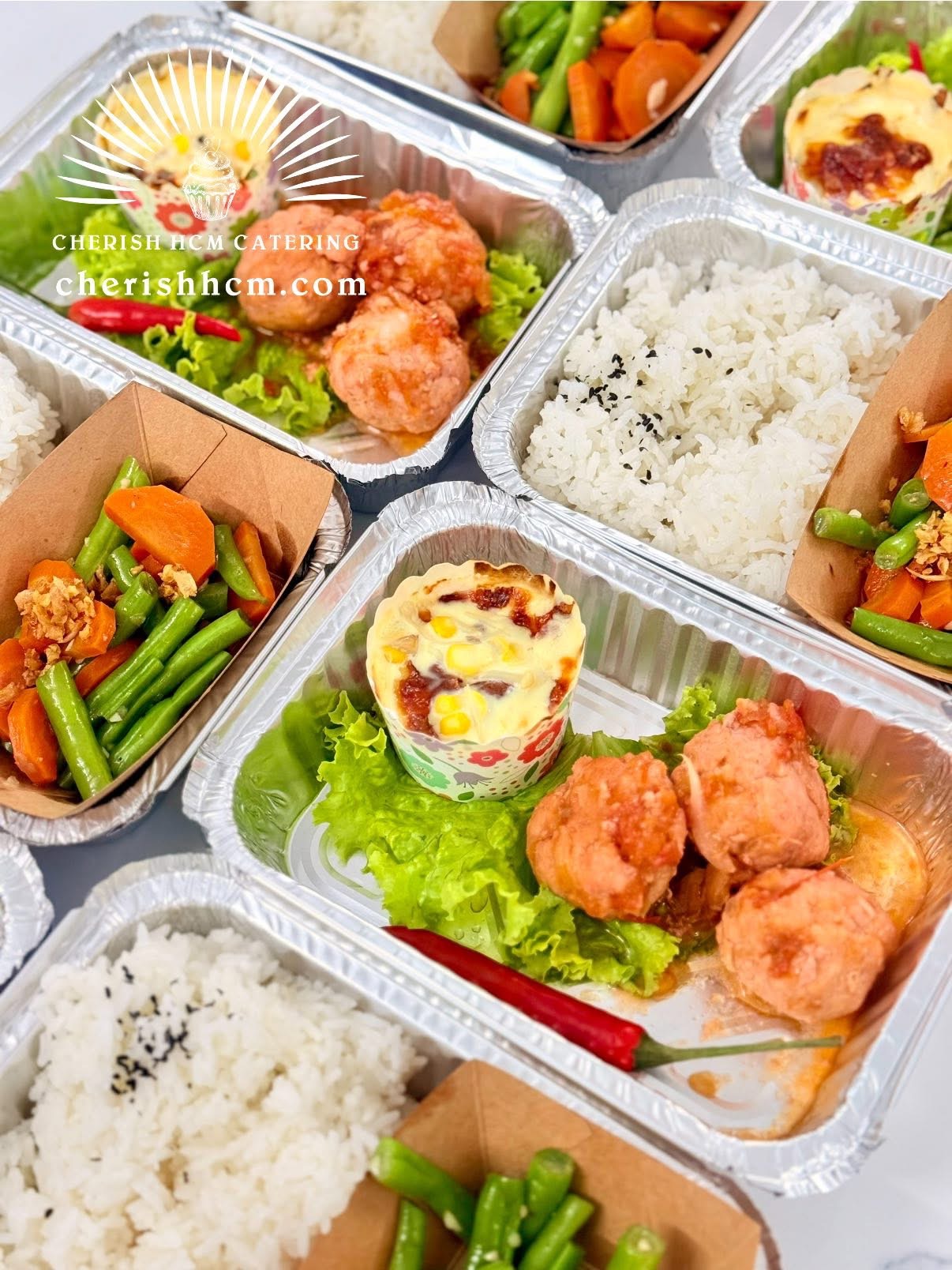 Set Lunch Cơm xíu mại trứng cút, bắp nấm đút lò/ Quail egg shumai rice with baked corn & mushrooms