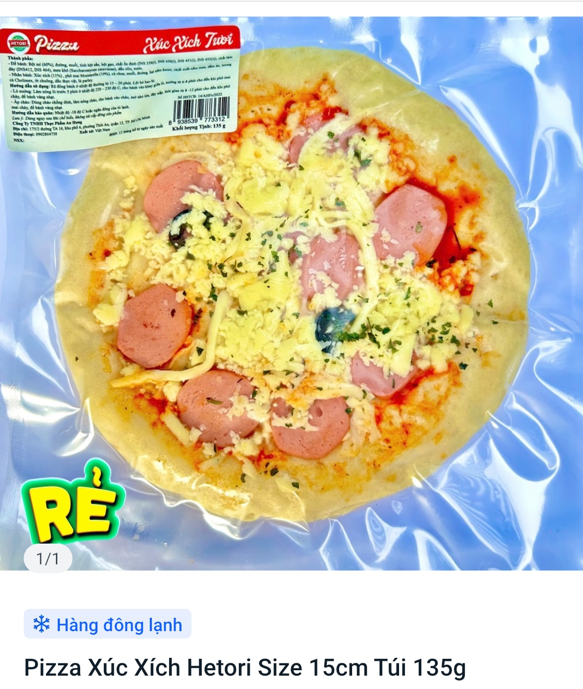 Set 10 Pizza Xúc xích Hetori size 15cm túi 135gr