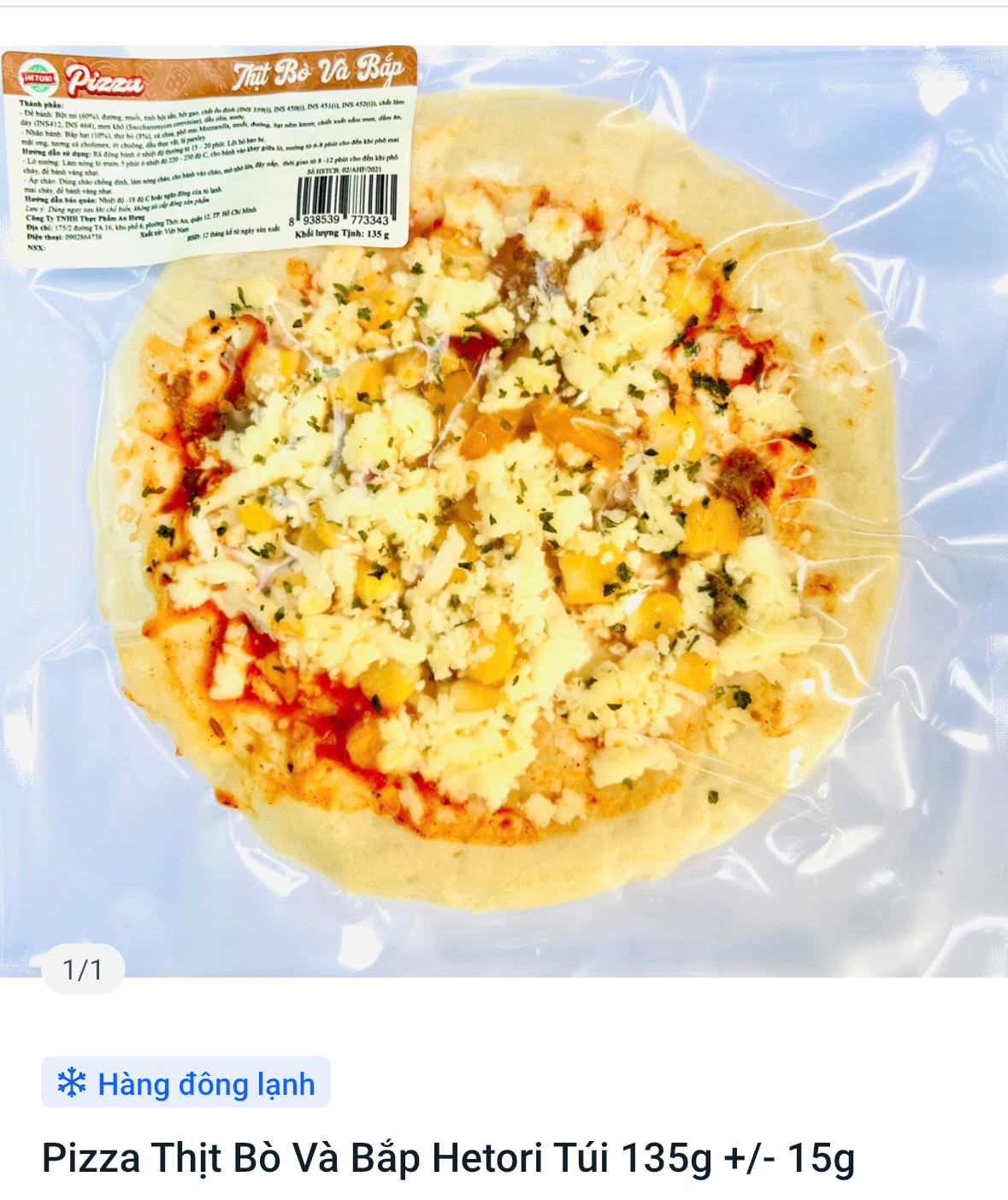 Set 10 Pizza Thịt bò và bắp Hetori size 15cm túi 135gr +-15gr