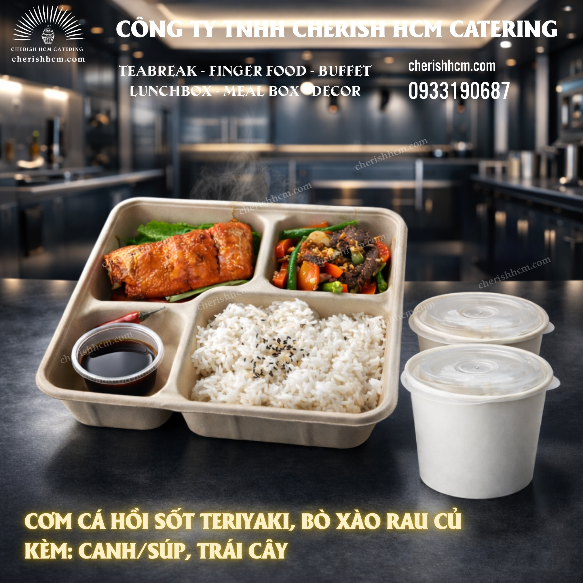 29925 Cơm Cá hồi sốt teriyaki, Bò xào rau củ/ Rice with Teriyaki Salmon & Stir-fried Beef with Vegetables