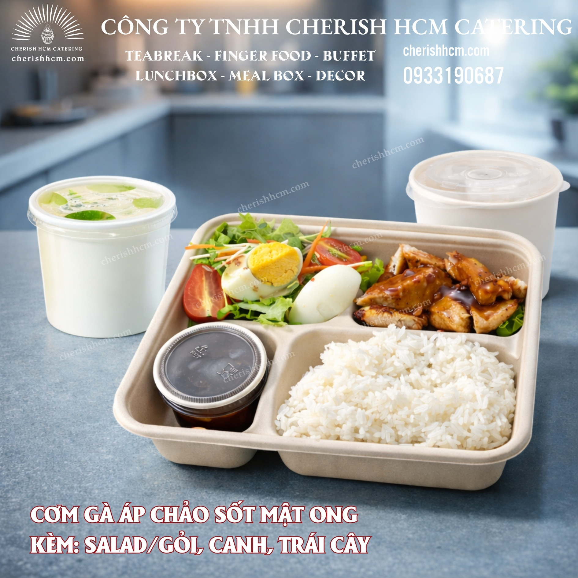 240126 Lunch box - Cơm gà áp chảo sốt mật ong