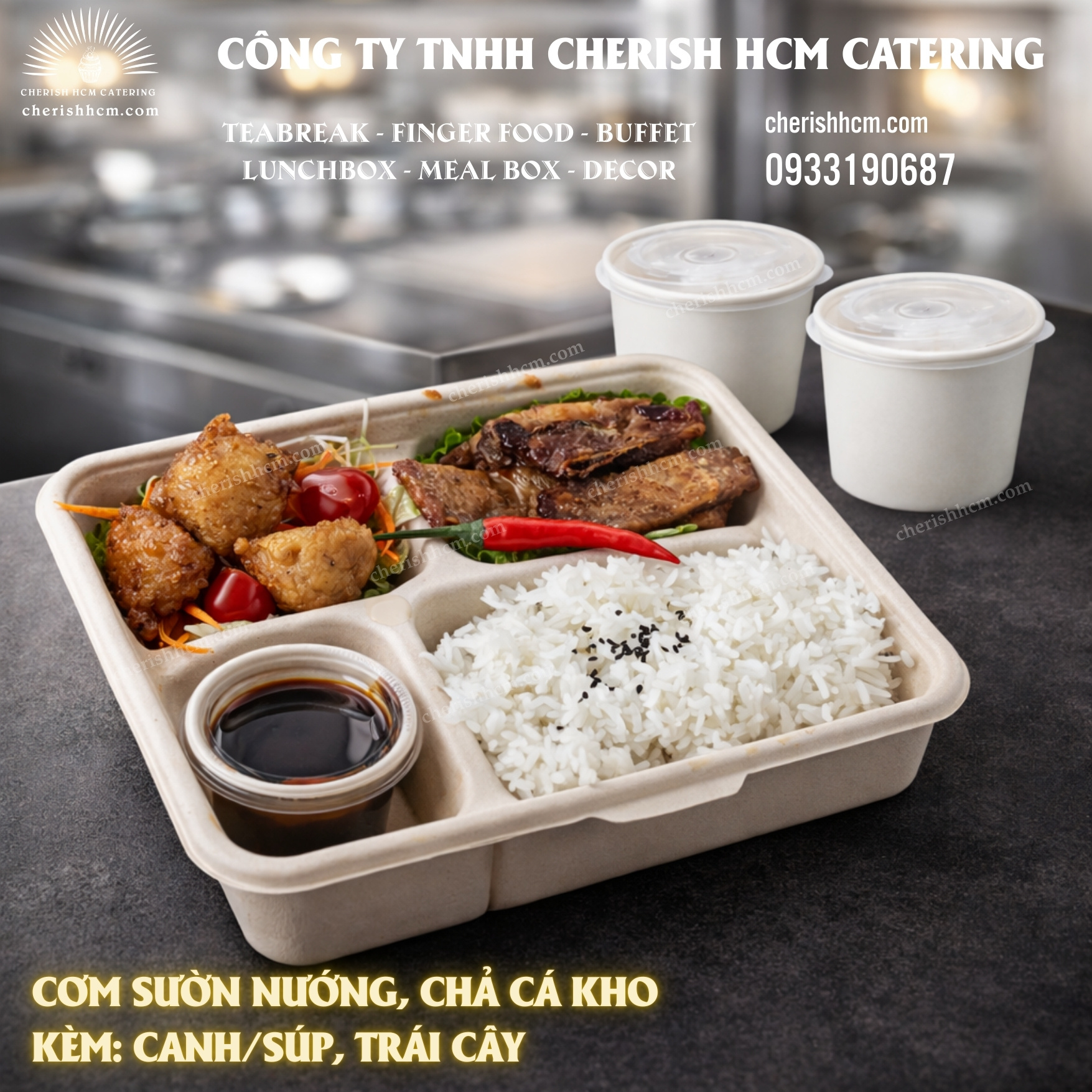 260226 Lunch box - Cơm Sườn nướng, chả cá kho/ Grilled Pork Ribs and Braised Fish with Rice