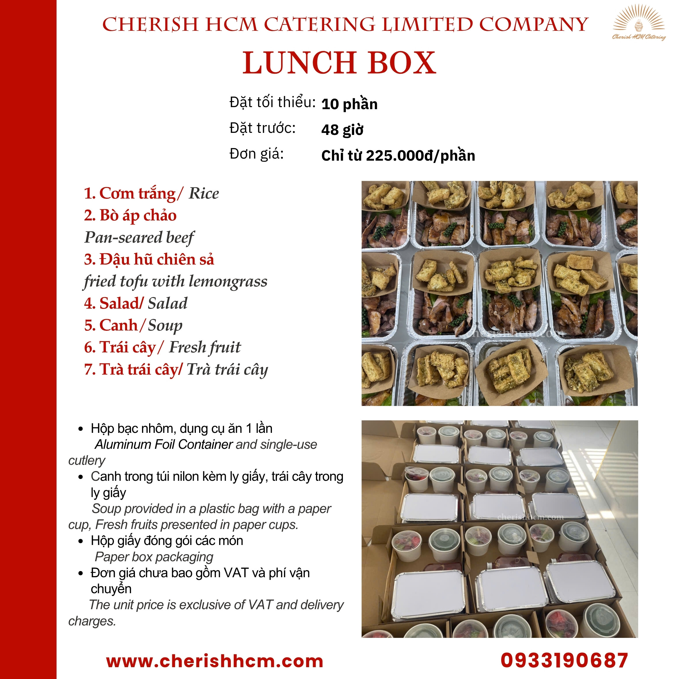 Cơm Bò áp chảo, đậu hũ chiên sả/ Pan-seared beef and fried tofu with lemongrass