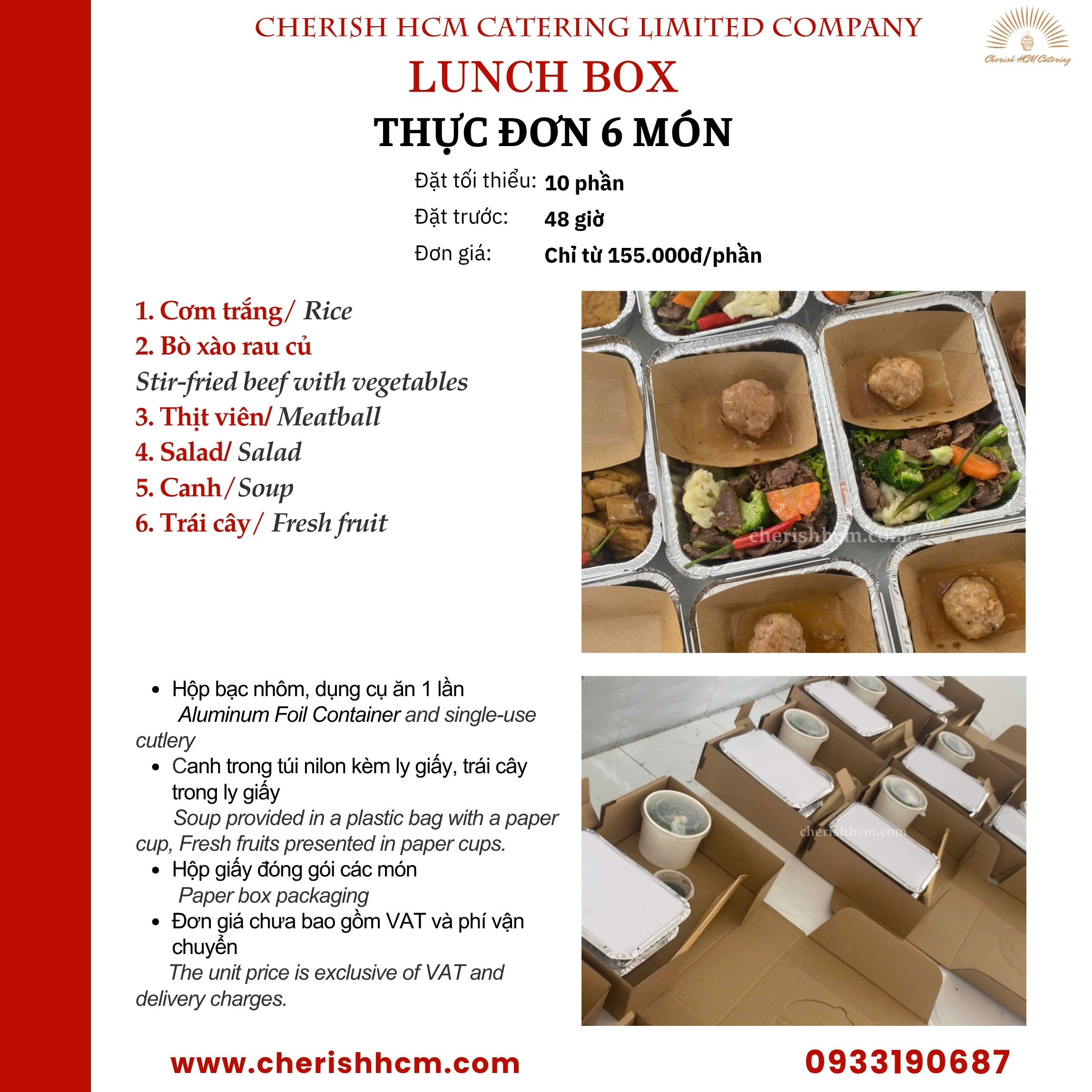 Lunch box - Cơm bò xào rau củ, thịt viên/ Stir-fried beef with vegetables and Meatball with Rice