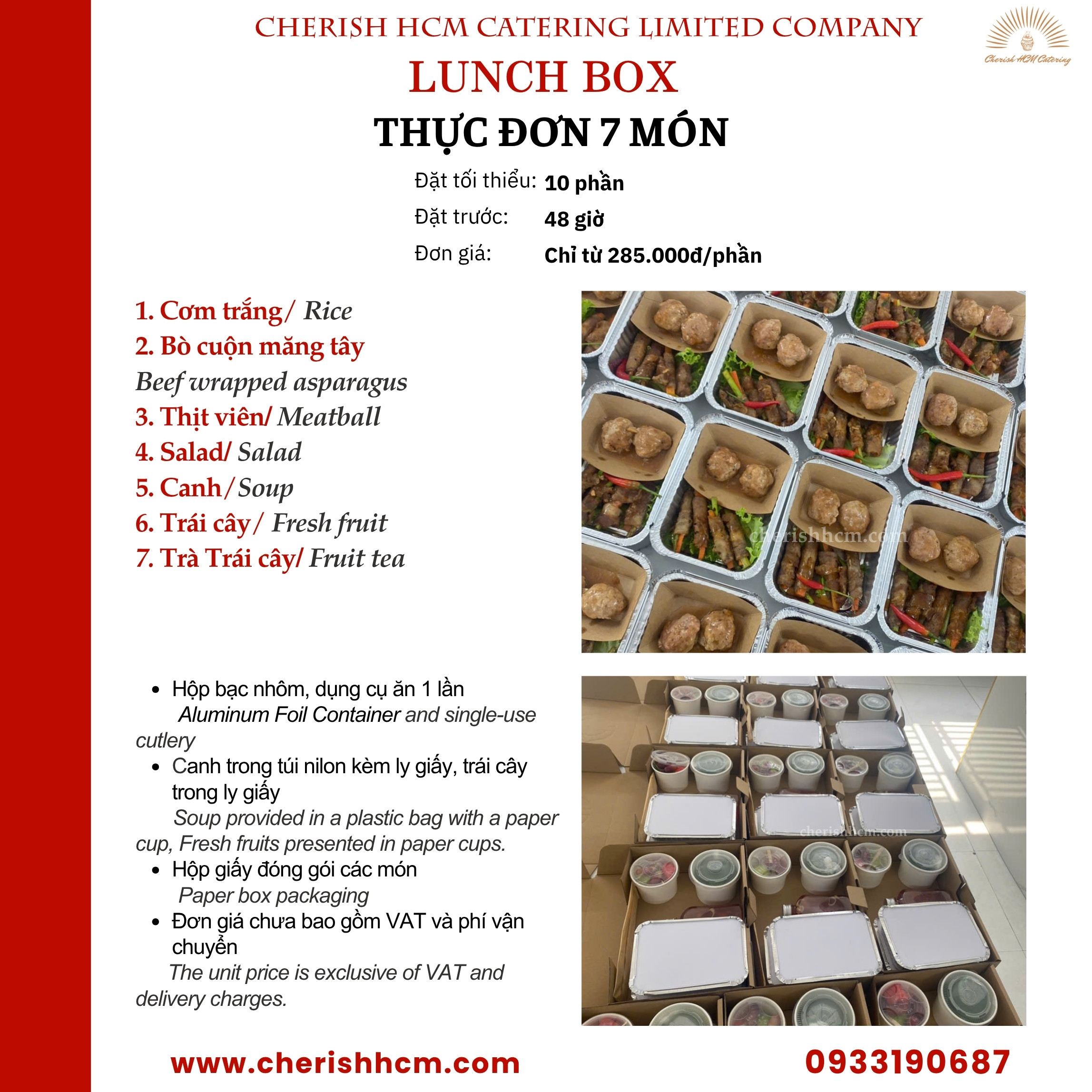 Lunch box - Cơm bò cuộn măng tây, thịt viên/ Rice with beef wrapped asparagus, and meatballs