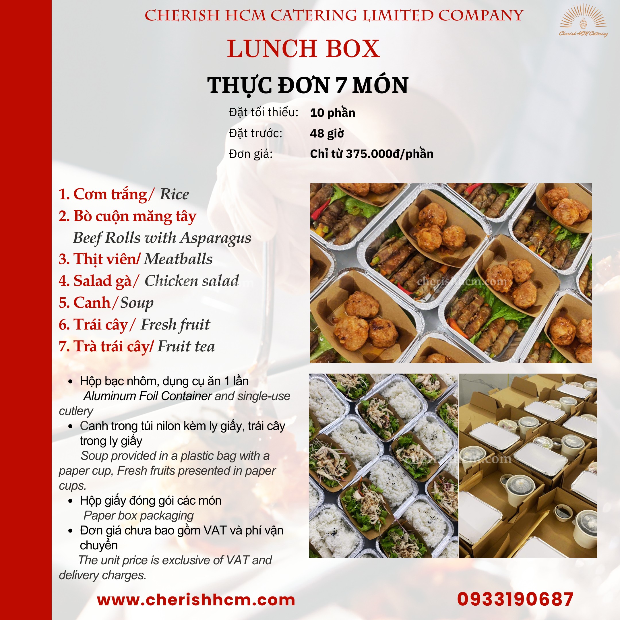 Cơm Bò cuộn măng tây, Thịt viên/ Beef Rolls with Asparagus, Meatballs and Rice