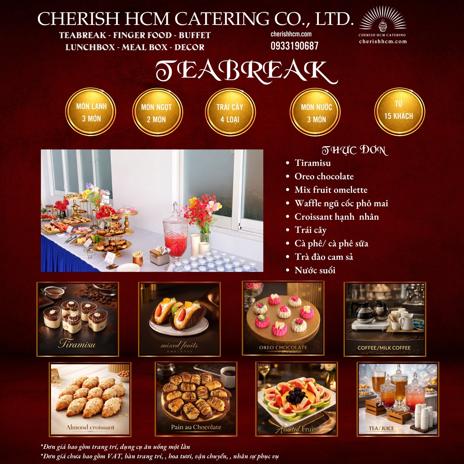 Tiệc Teabreak - Thực đơn tiệc 15 khách