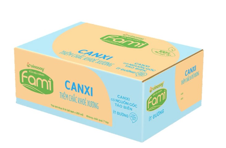 Thùng 40 bịch Sữa đậu nành Fami Canxi ít đường thùng 40 bịch x 200ml