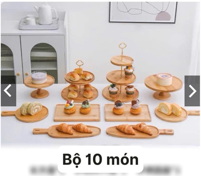 Bộ khay gỗ trưng bày bánh 10 món