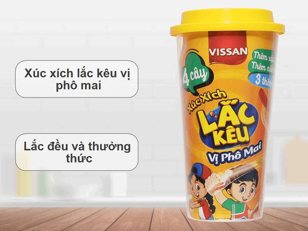 Set 10 Xúc xích lắc kêu vị phô mai Vissan ly 56g 4 cây