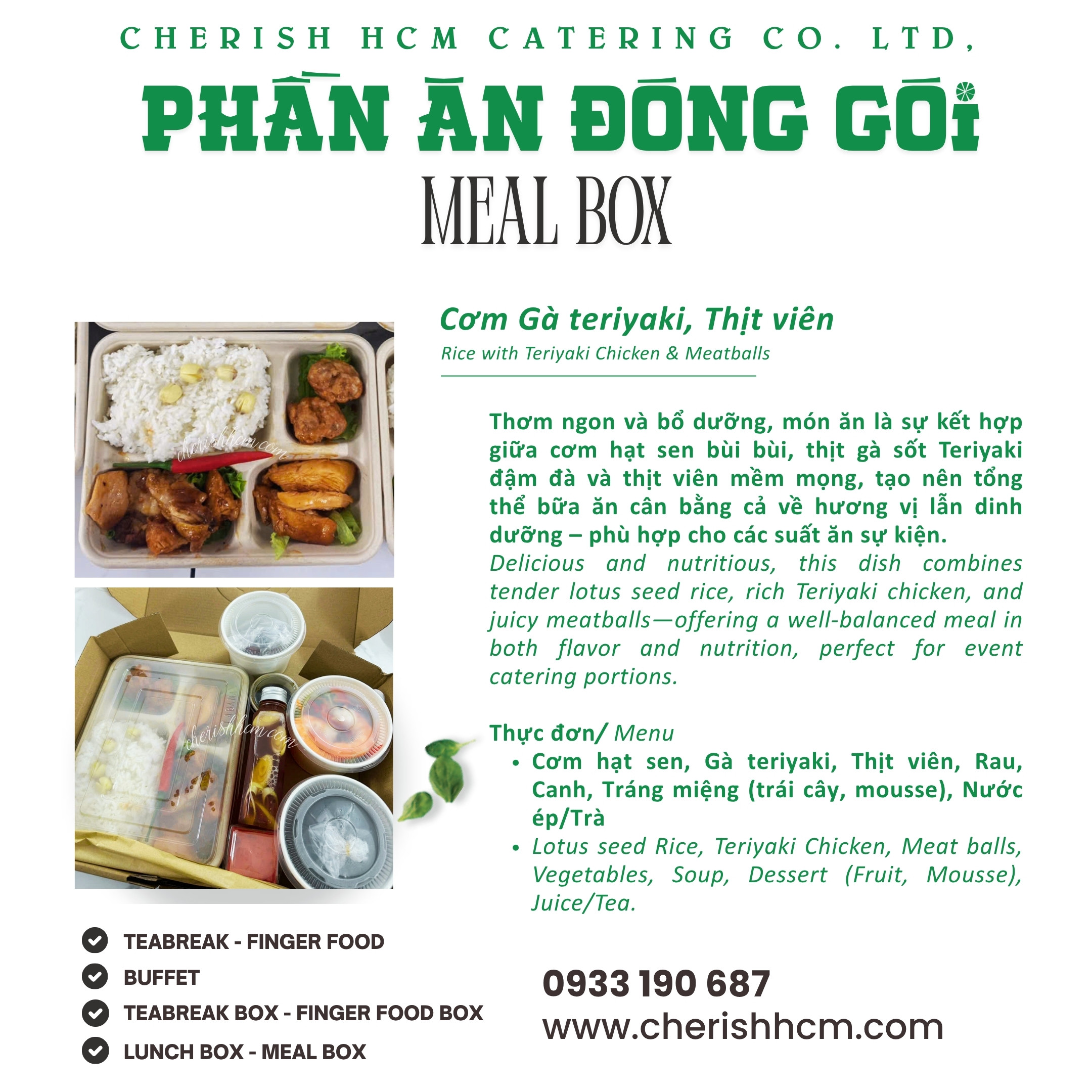 Set Lunch Luxe - Cơm Gà teriyaki, thịt viên/ Rice with Teriyaki Chicken & Meatballs