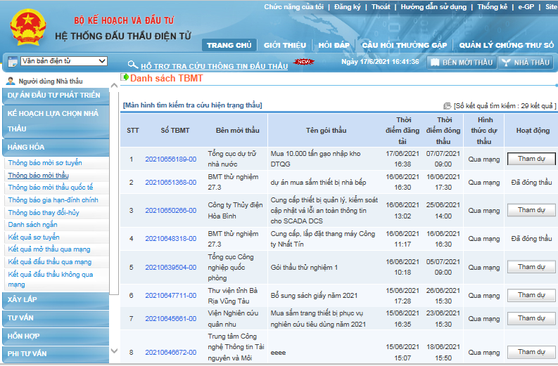Lập hồ sơ dự thầu qua mạng