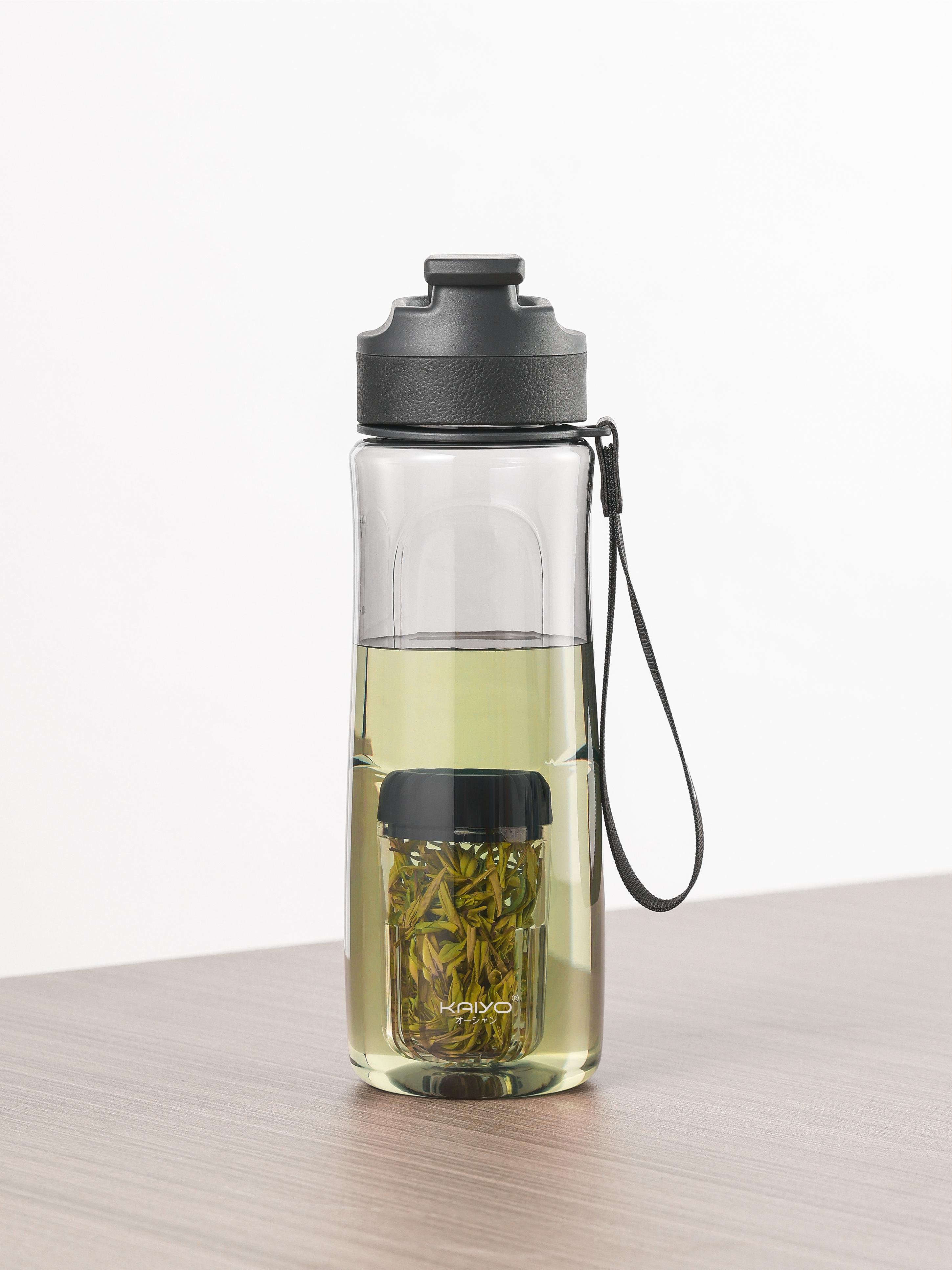 Bình Tritan có lõi lọc trà gắn nam châm Kaiyo, 700ml, màu đen [mã KTB-8319]