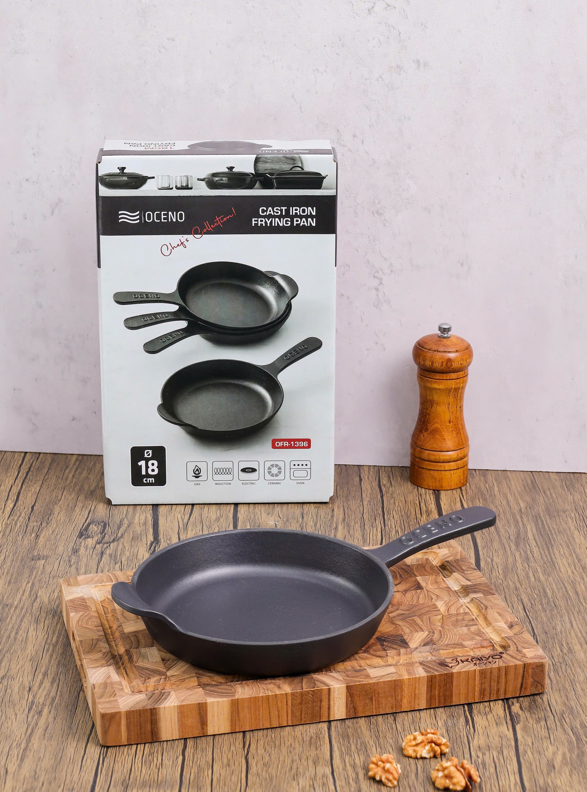 Chảo gang tròn Oceno size 18cm [mã OFR-1396]