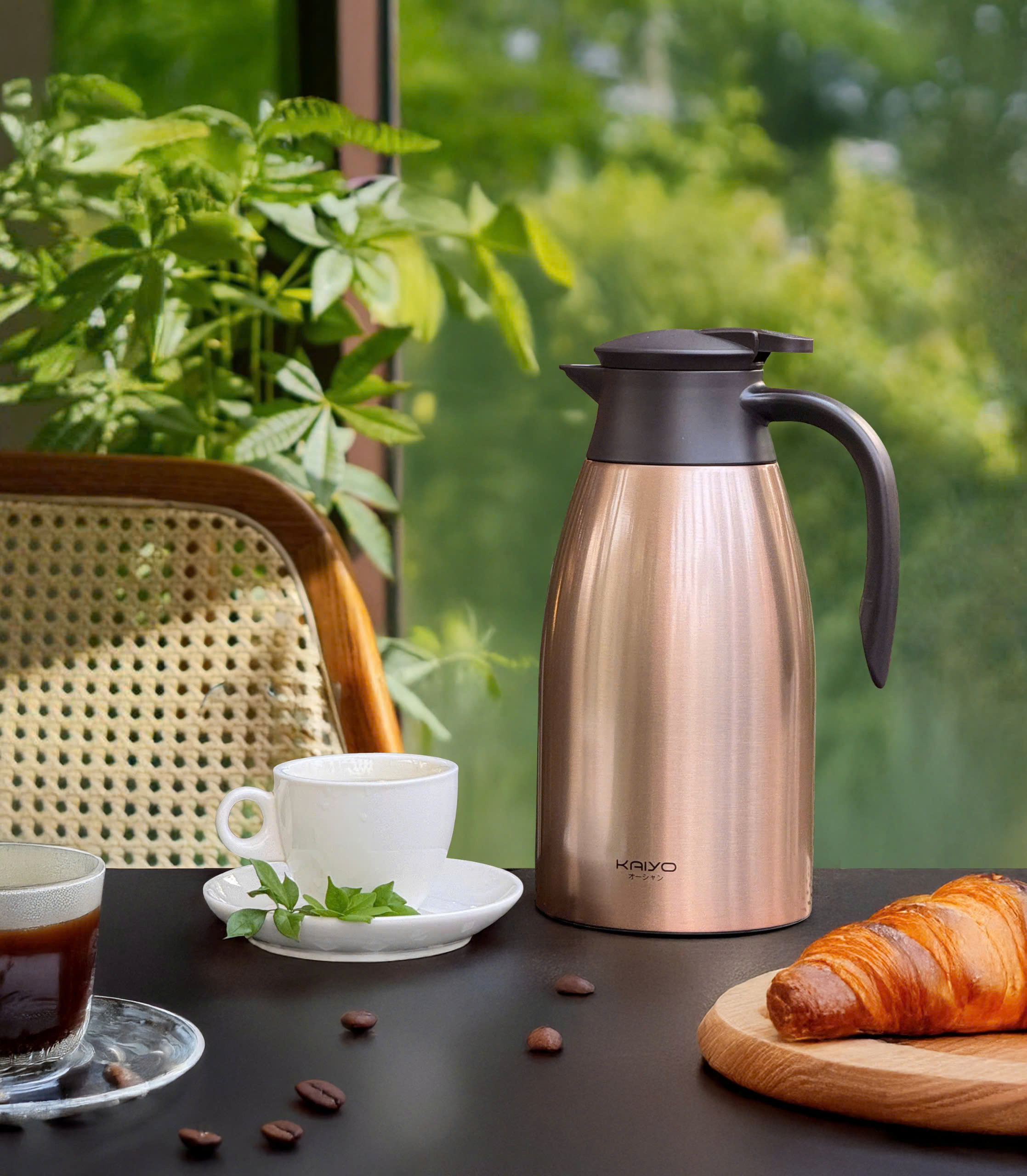 Phích giữ nhiệt 2 Lớp Inox Kaiyo, Màu ngọc trai vàng, Dung tích 2L