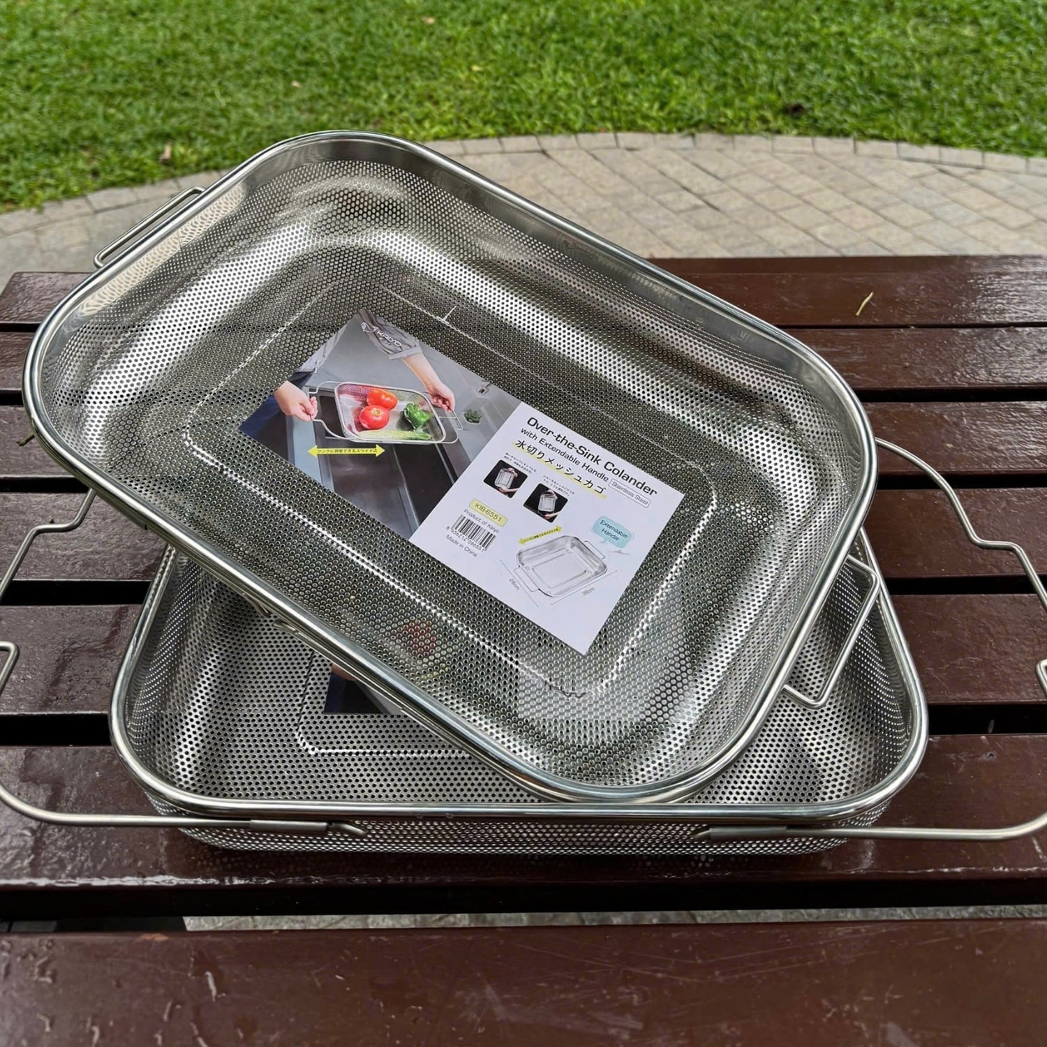 Rổ Inox gác bồn rửa điều chỉnh độ dài, 25x33cm