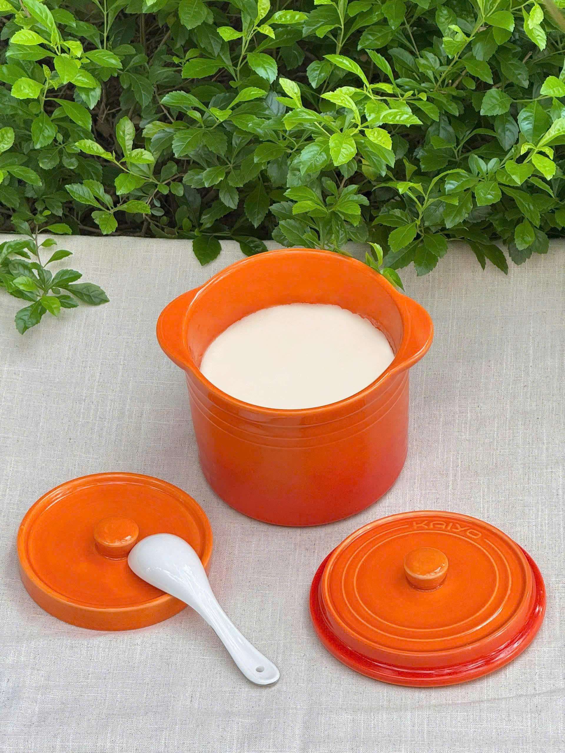 Hũ gốm muối dưa cà, đựng mỡ lợn cầu vồng Kaiyo 1.5L - Màu Cam
