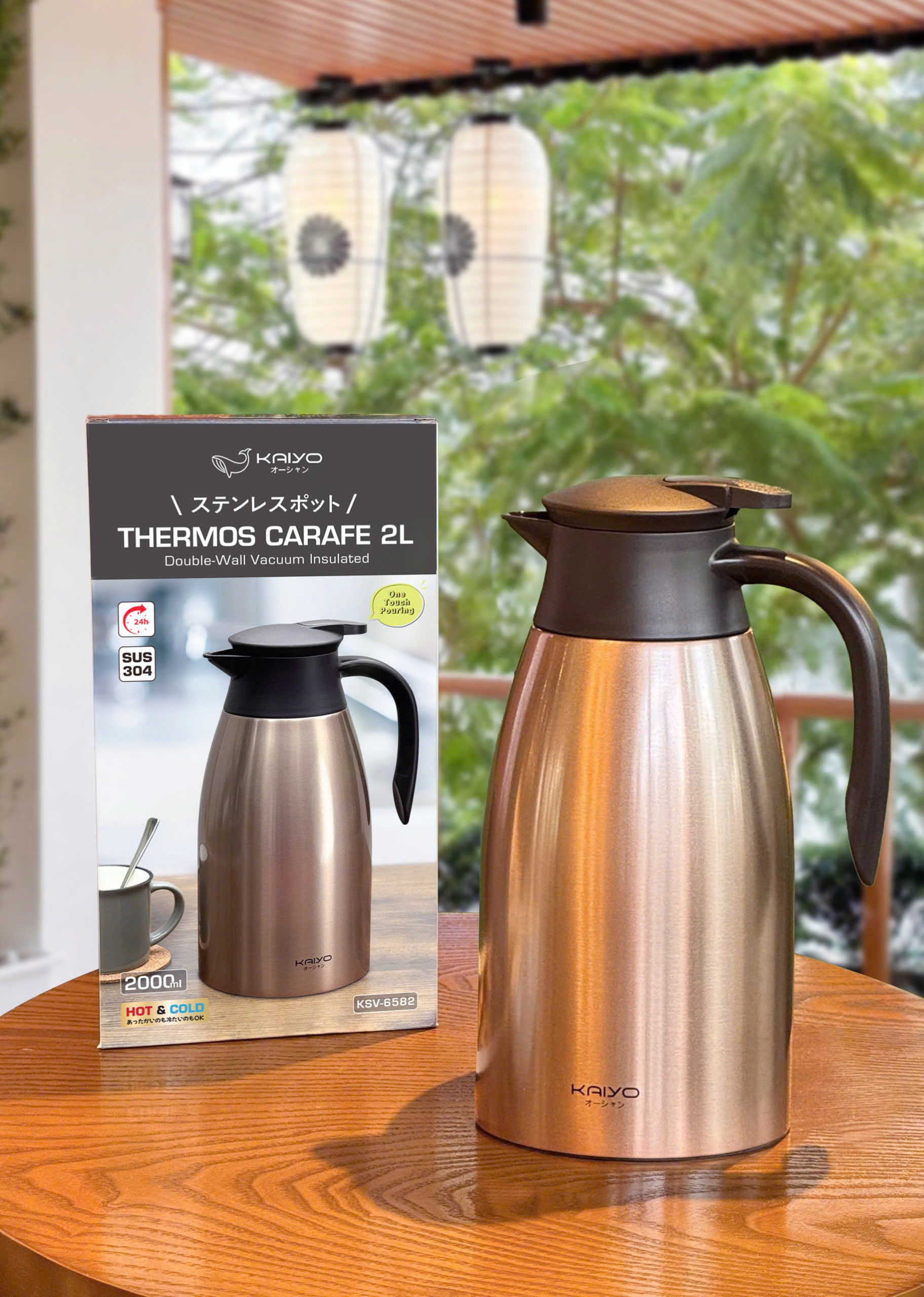 Phích giữ nhiệt 2 Lớp Inox Kaiyo, Màu ngọc trai vàng, Dung tích 2L