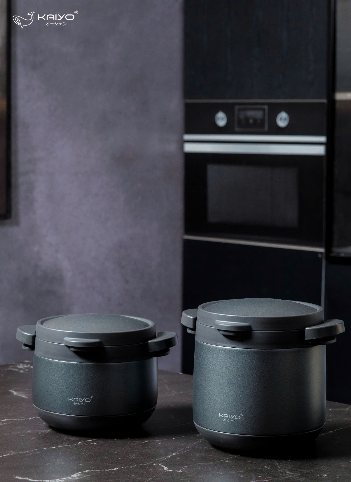 Nồi ủ chân không 2 tay cầm Kitchen Mate Kaiyo, dung tích 3L, màu ghi [mã KTC-6926]