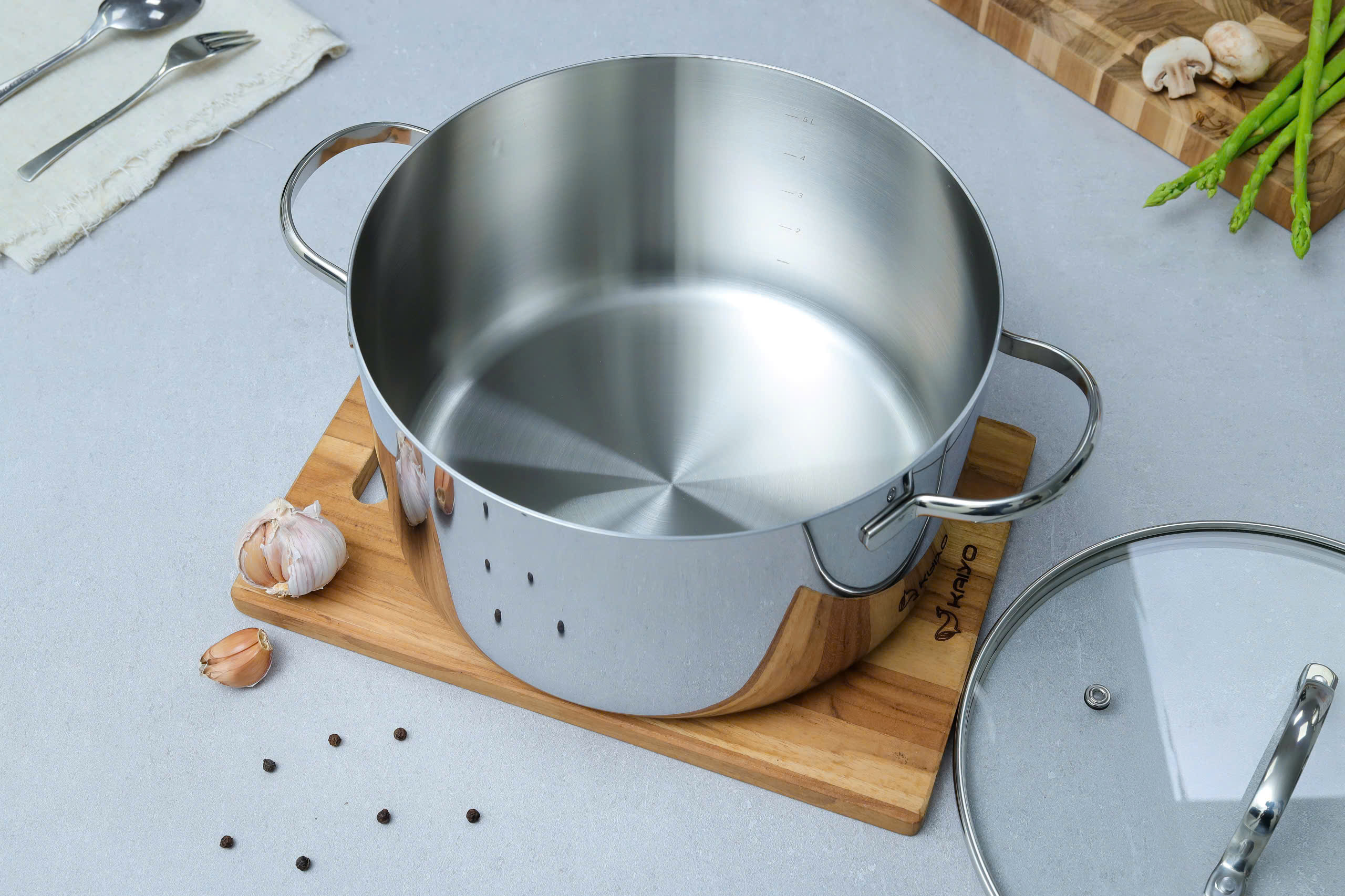 Nồi inox thân đáy liền Try-Ply Kaiyo, vung kính, size 20cm (Classic Pro) [KIC-6841]