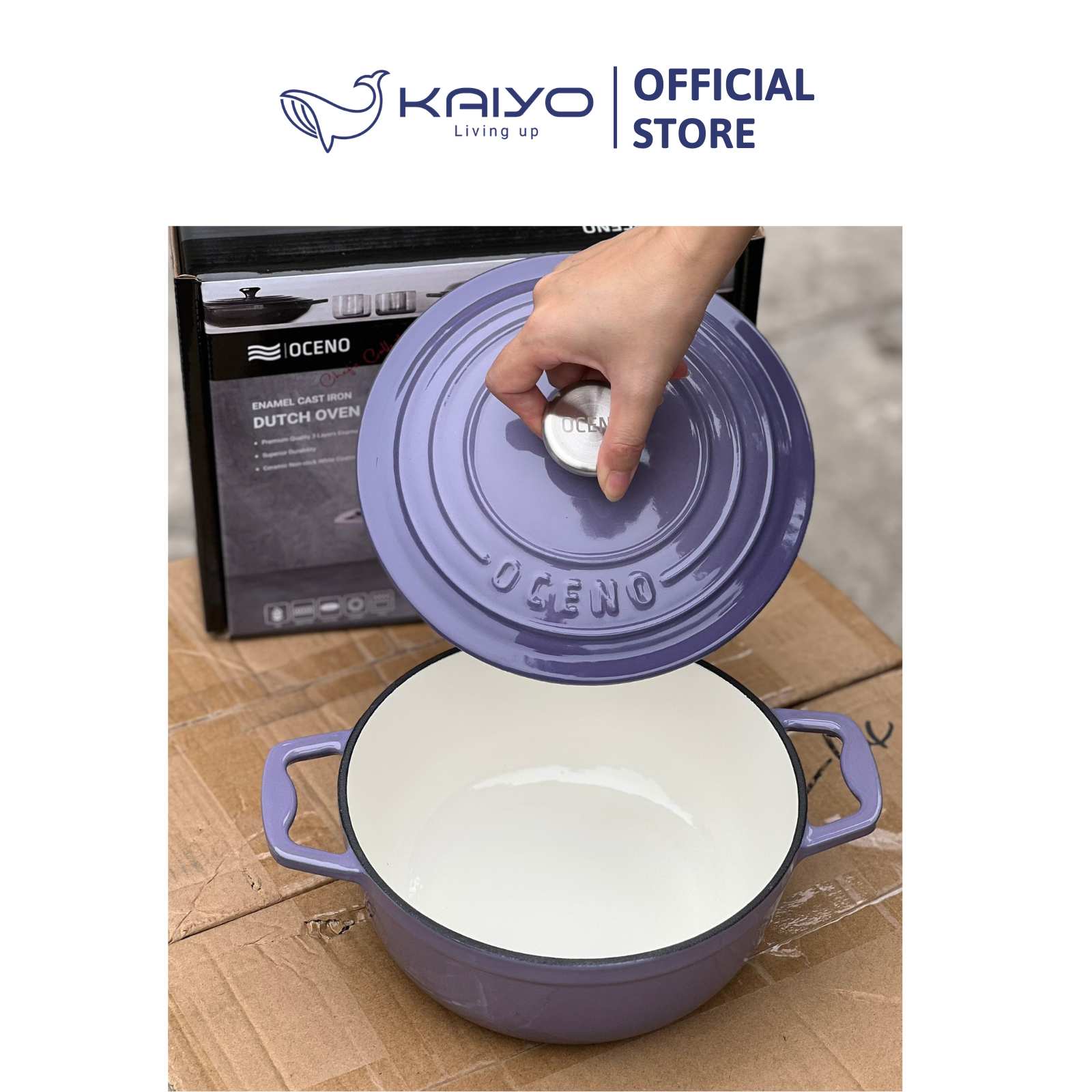 Nồi gang Oceno màu tím lavender 22cm