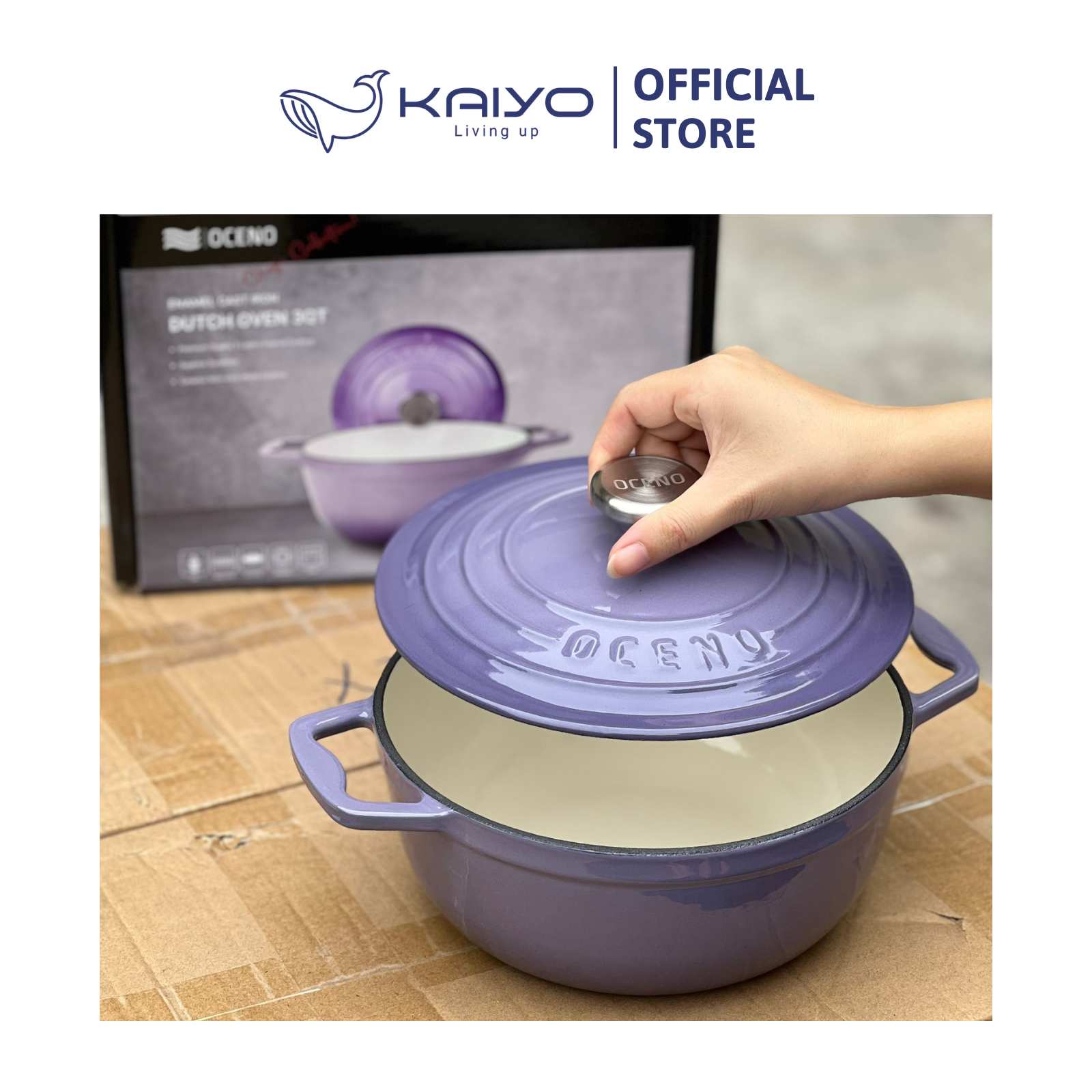 Nồi gang Oceno màu tím lavender 22cm