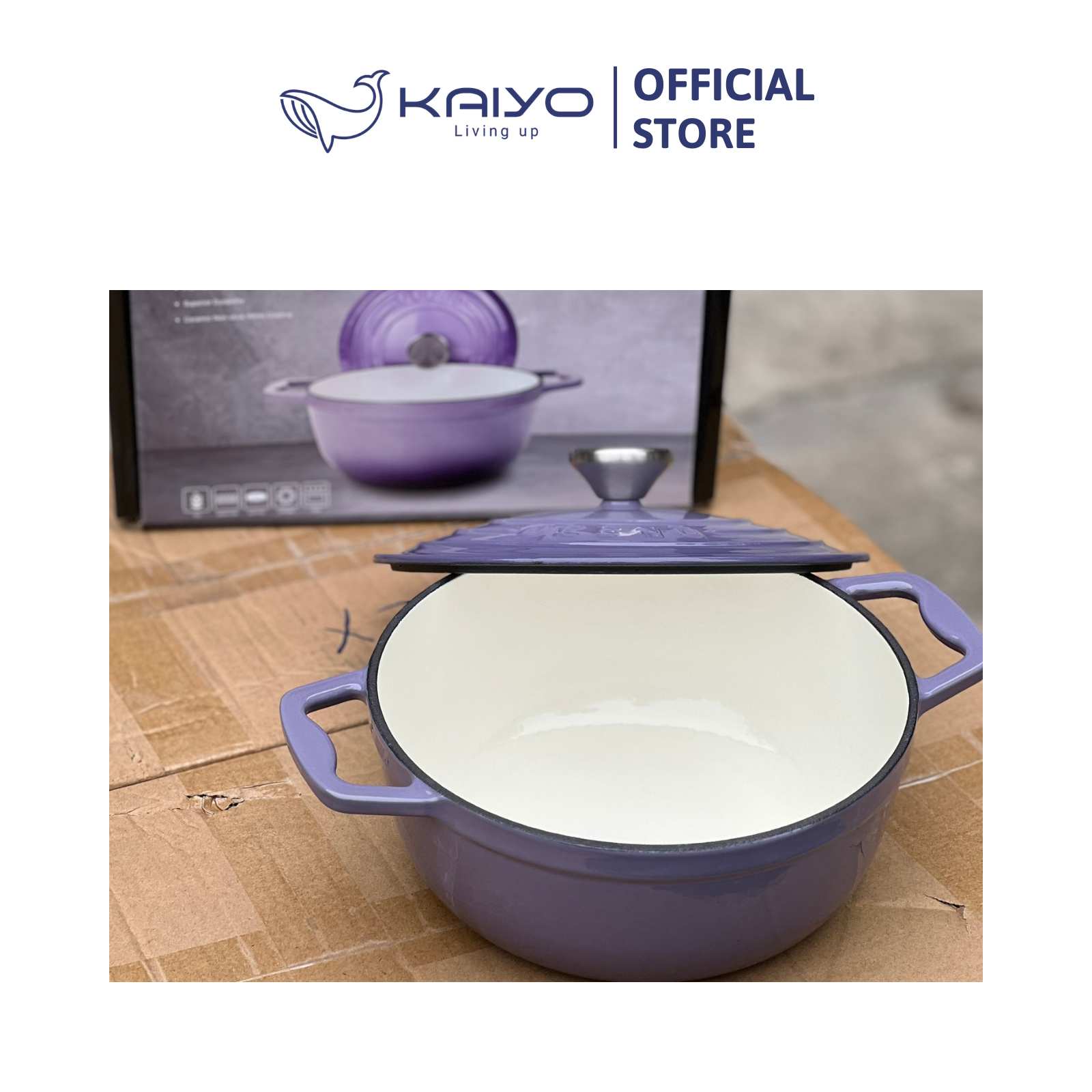 Nồi gang Oceno màu tím lavender 22cm